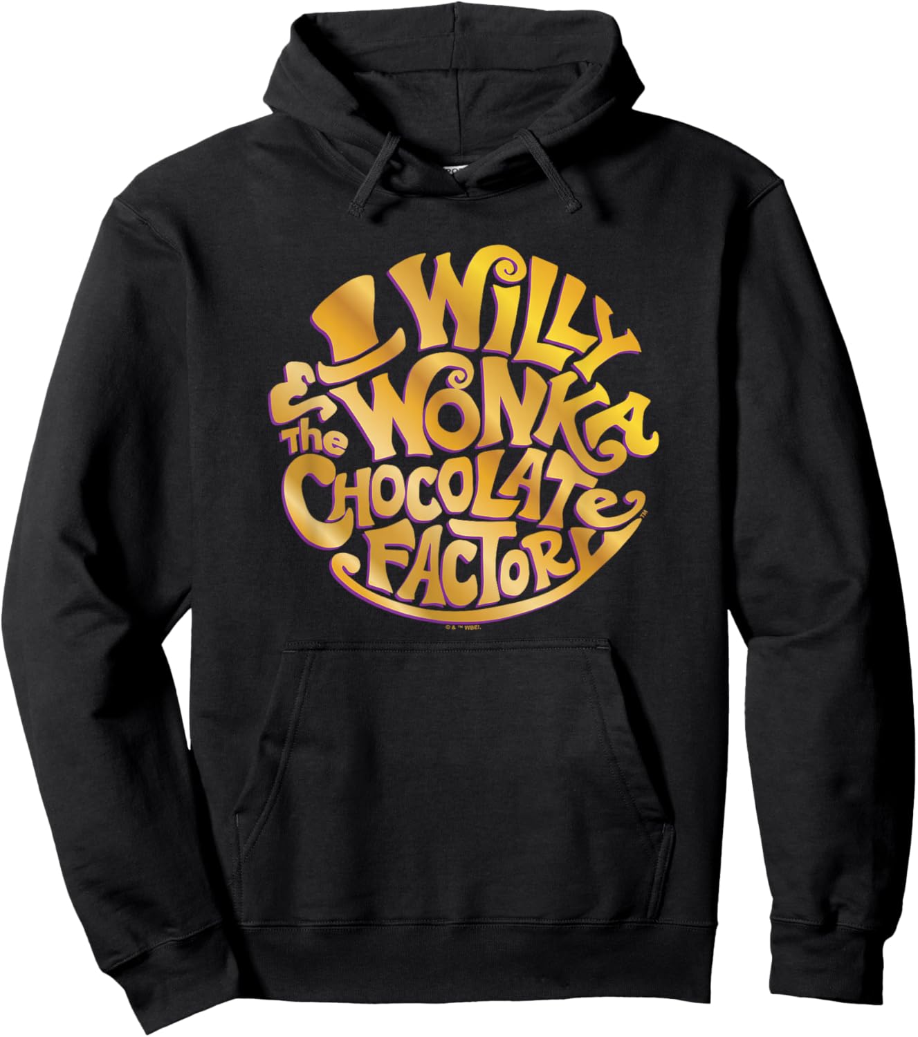 Willy Wonka and The Chocolate Factory Gold Circle Logo Hoodie - Hoodie | Black