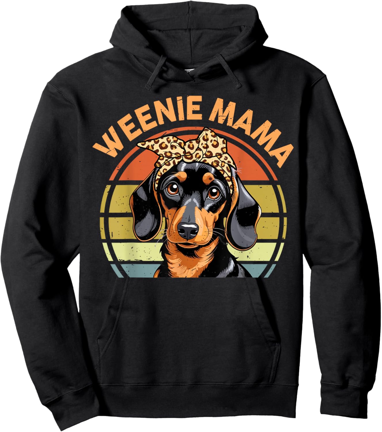 Women Weenie Mama Wiener Dog Mom Gift Funny Dachshund Hoodie - Hoodie | Black