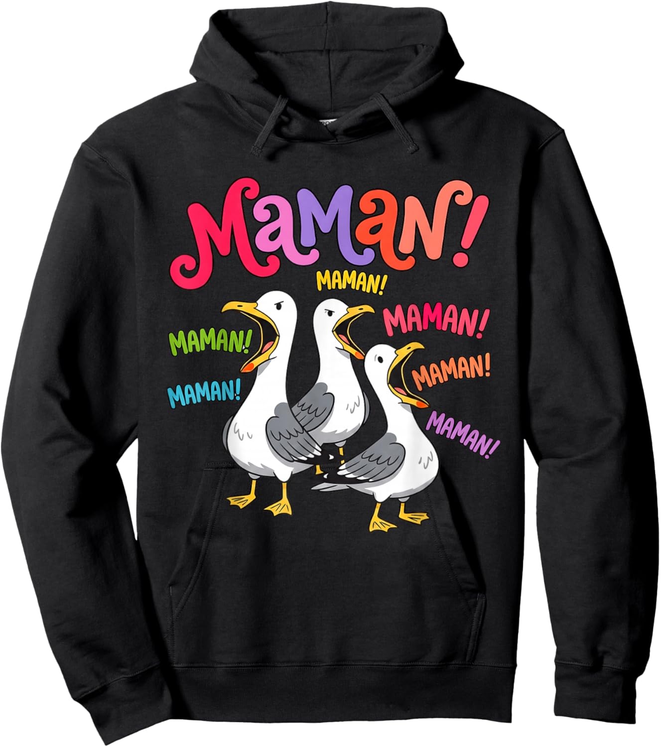 Maman Maman Maman Mouette Drôle Oiseau Humour Vintage Hoodie - Hoodie | Black