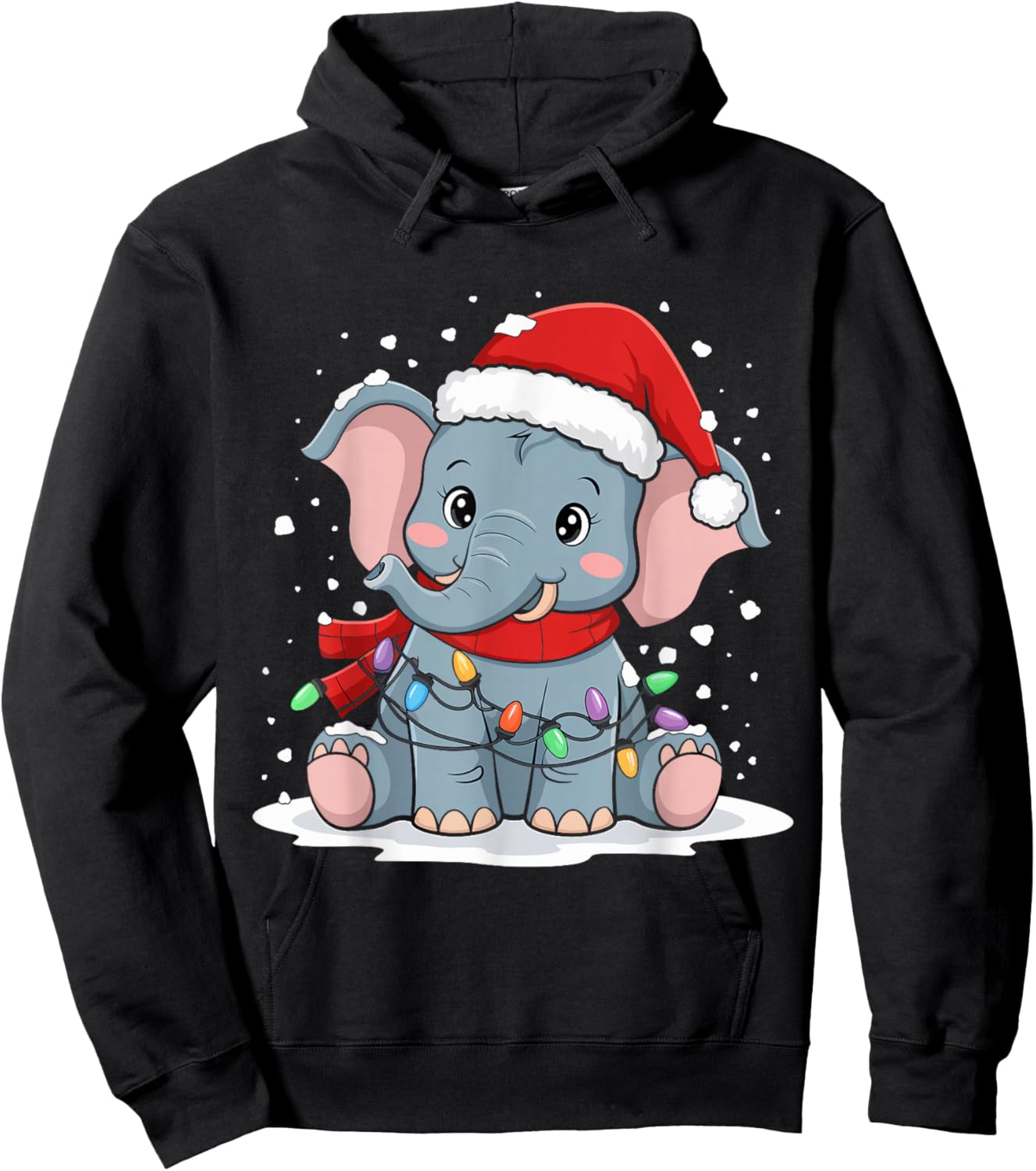 Christmas Elephant Hoodie - Hoodie | Black