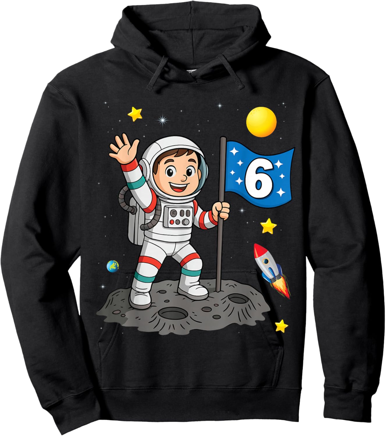 6th Birthday Astronaut All Space Boy 6th Birthday Hoodie - Hoodie | Black