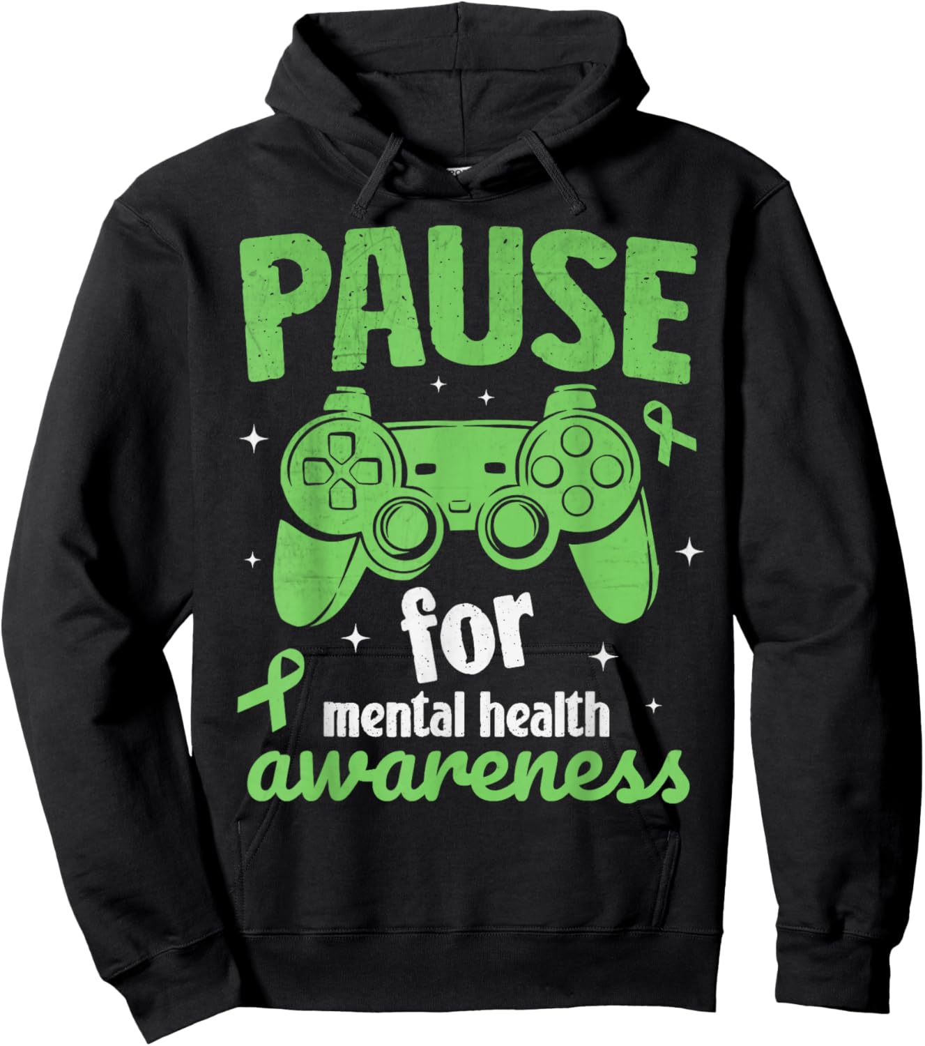Gamer Pause For Mental Health Awareness Kids Boys Gaming Hoodie - Hoodie | Black