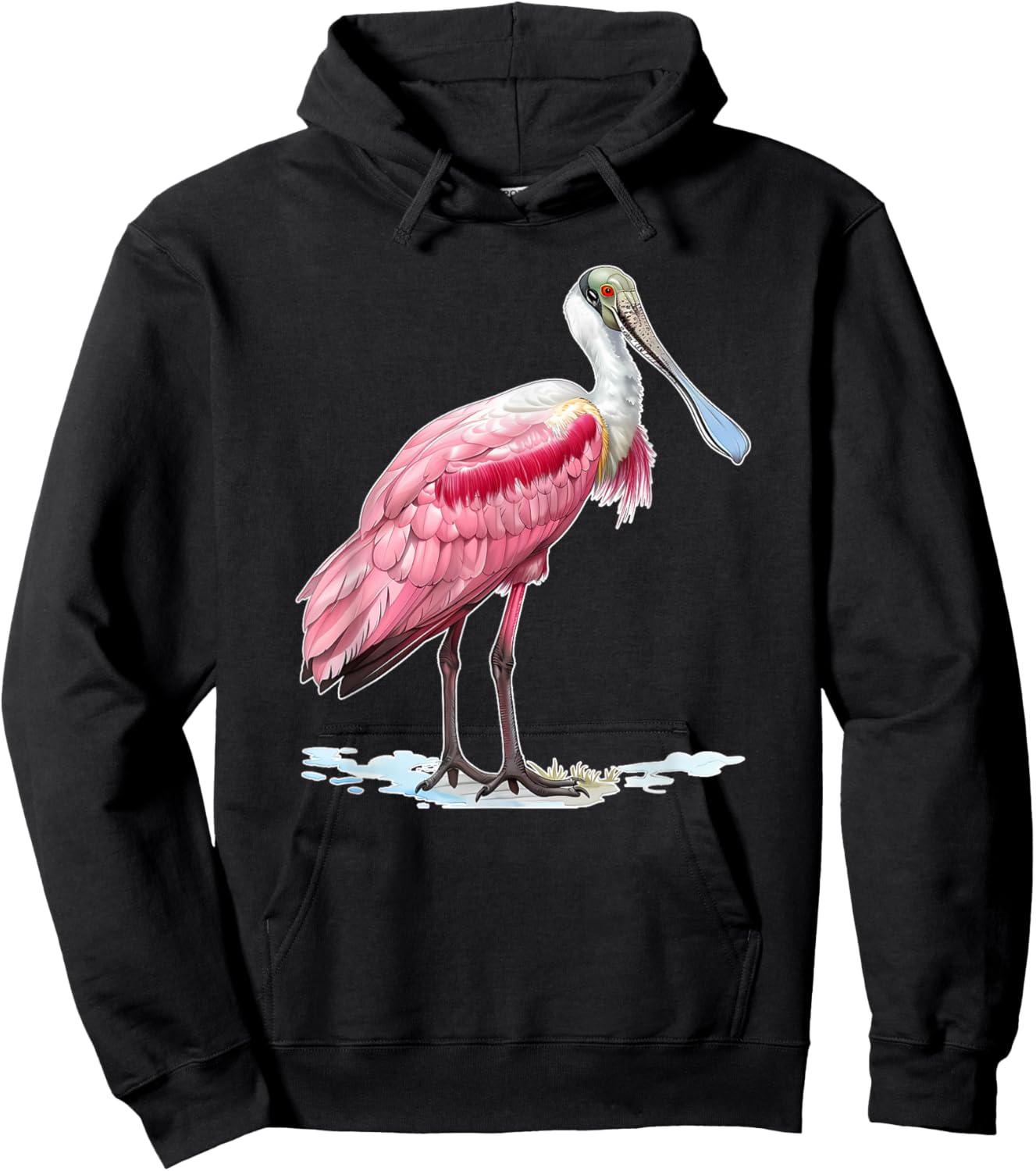 Casual Nature Spirit Animal Graphic Roseate Spoonbill Hoodie - Hoodie | Black