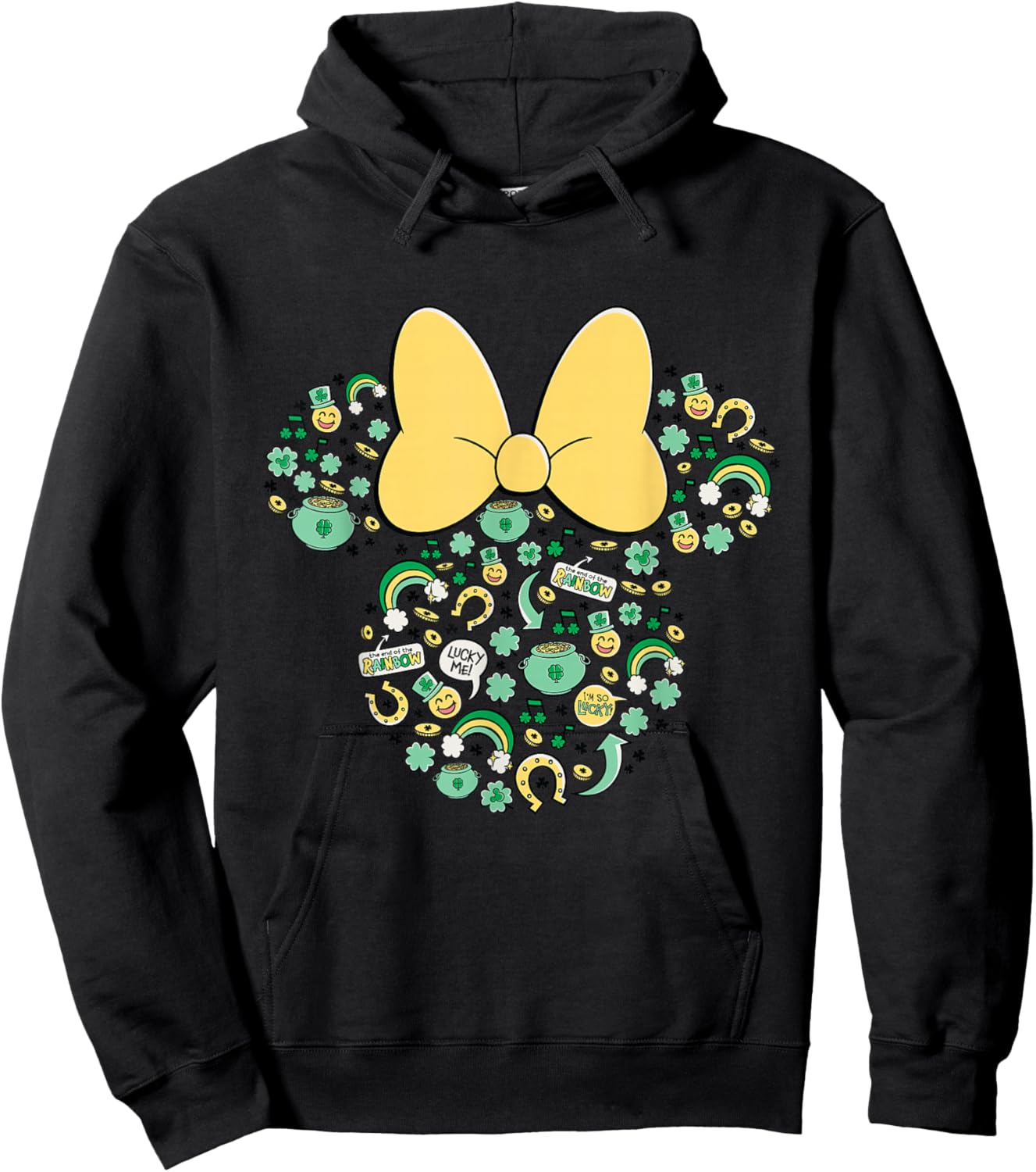 New Disney Minnie St. Patrick's Day Lucky Icons Face Shape Hoodie - Hoodie | Black