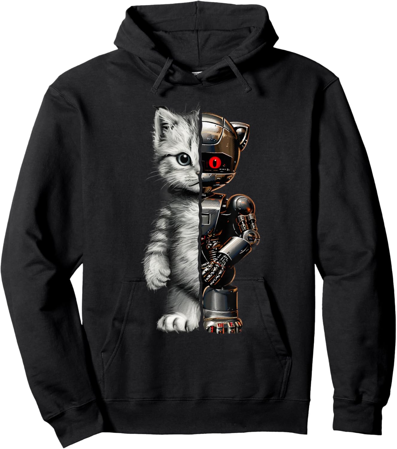 Funny Robotics Animal Lover Cat Robots Graphic Engineer Cats Hoodie - Hoodie | Black
