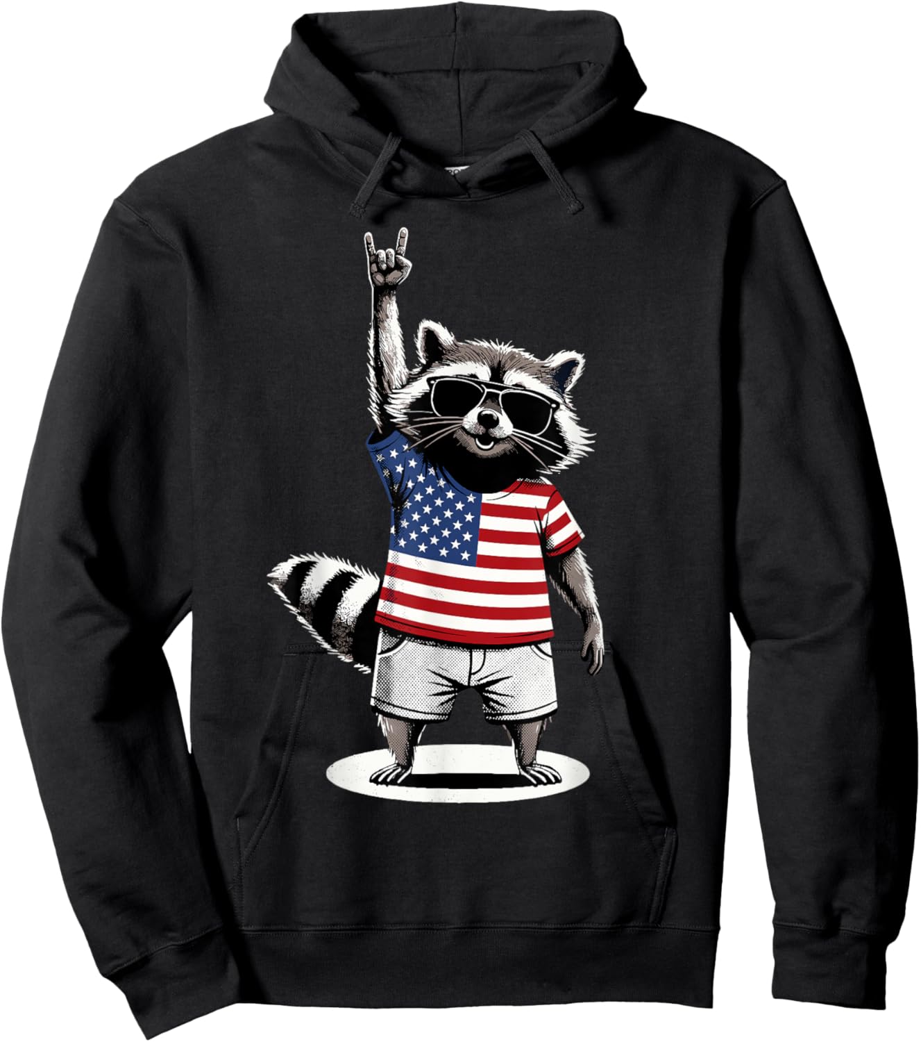 Drapeau américain Raton Laveur USA drôle Amérique Hoodie - Hoodie | Black