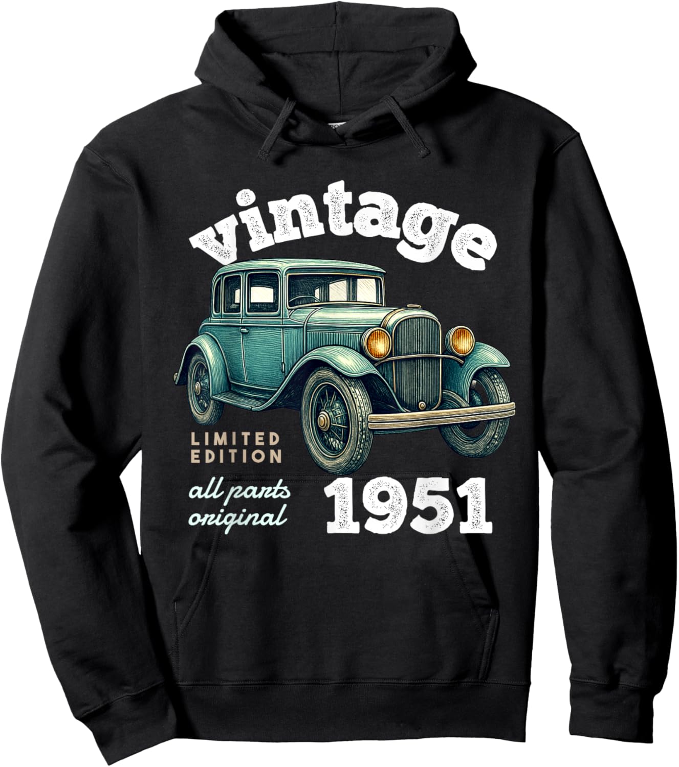 Vintage Car 1951, 75 Years, 75th Anniversary Hoodie - Hoodie | Black