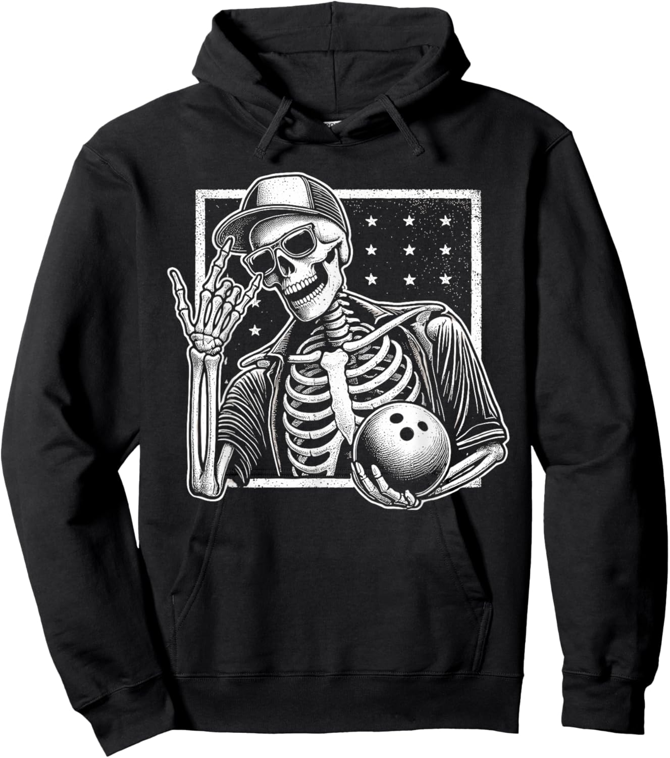 Skeleton Bowling Player Birthday Halloween Kids Hoodie - Hoodie | Black