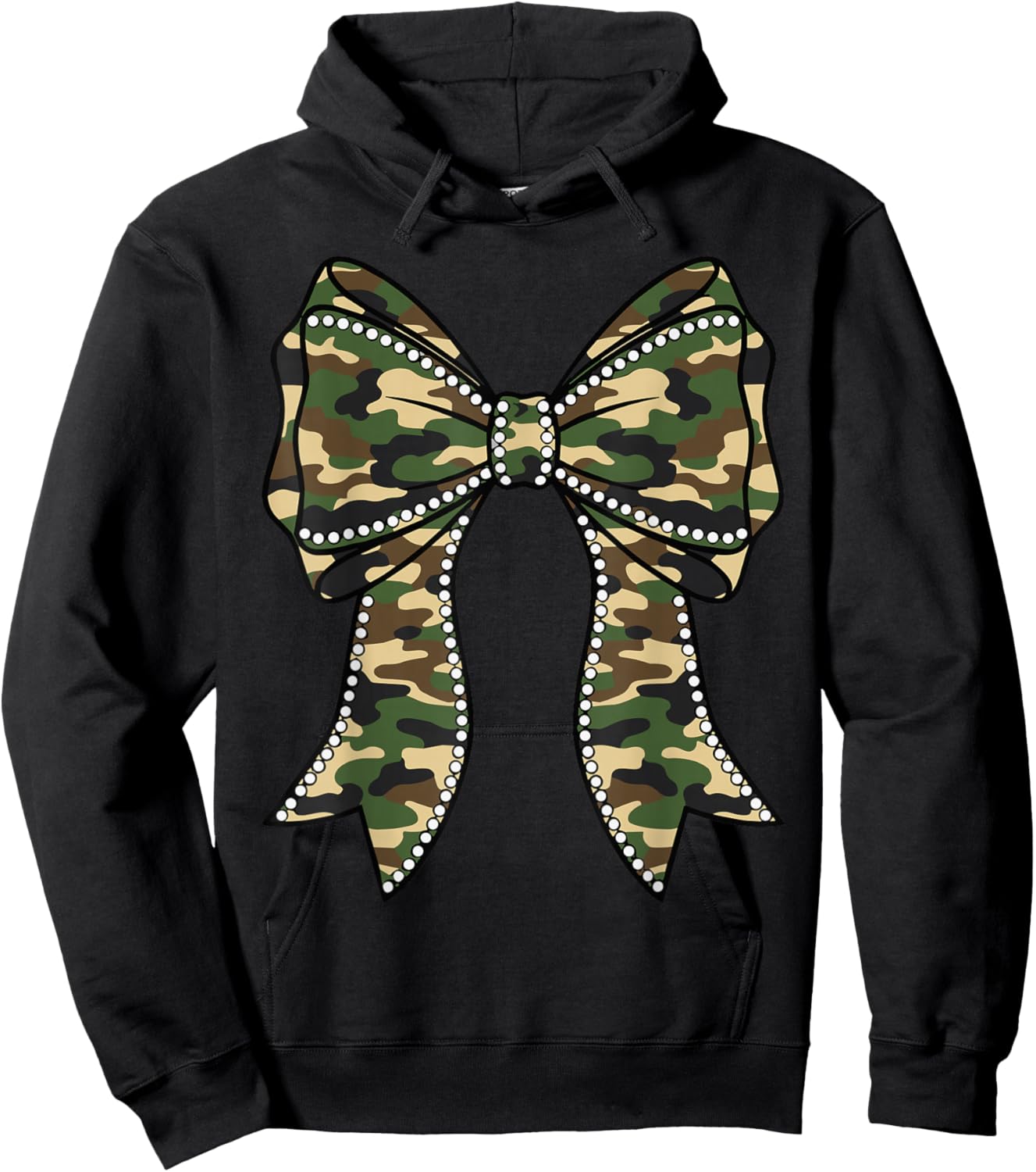 Camouflage Camo Bow Girls Camo Coquette Bow Hunting Women Hoodie - Hoodie | Black