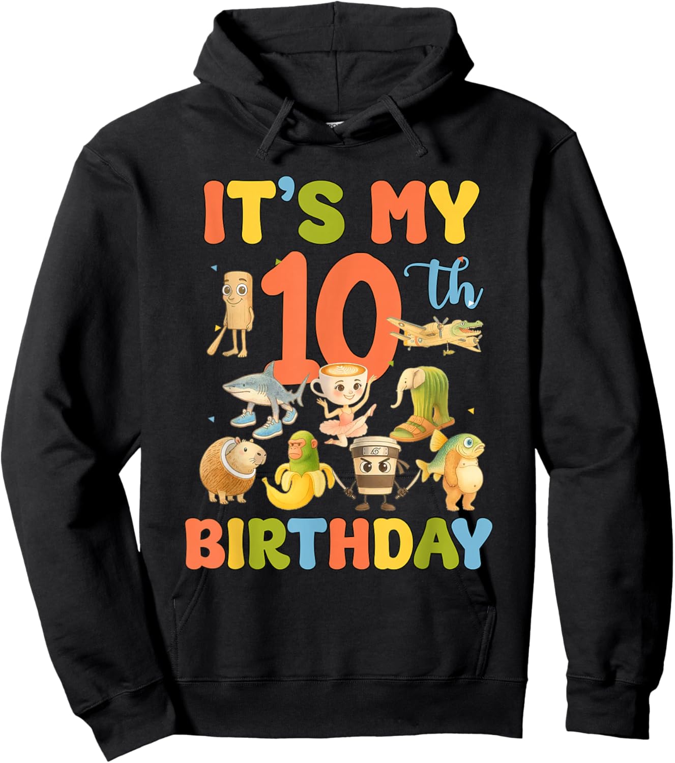 It's My 10th Birthday Boy Italian Brainrot Meme 10 Year Old Hoodie - Hoodie | Black