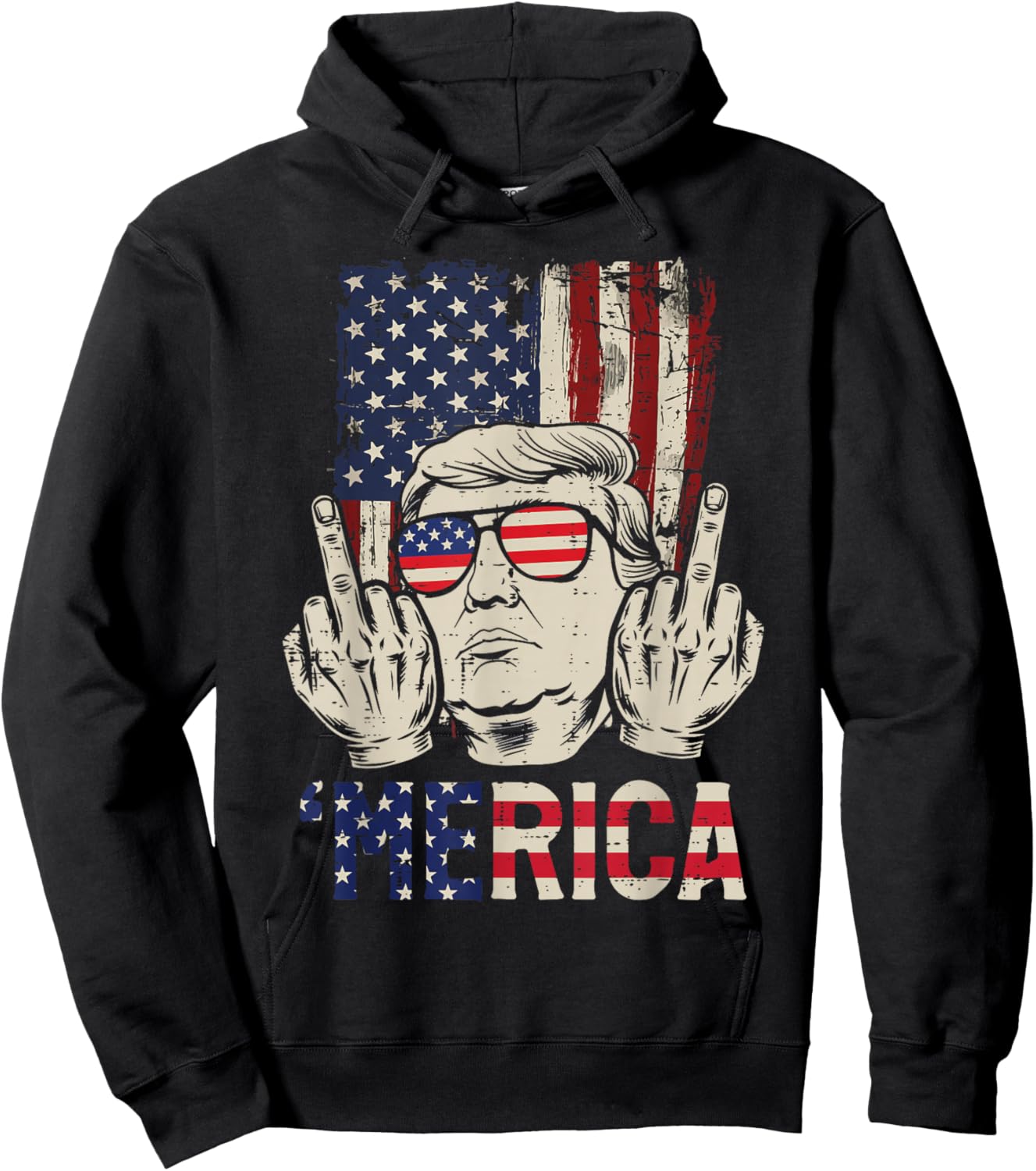 Funny 4th of July Merica US Flag Patriotic Men Women Hoodie - Hoodie | Black