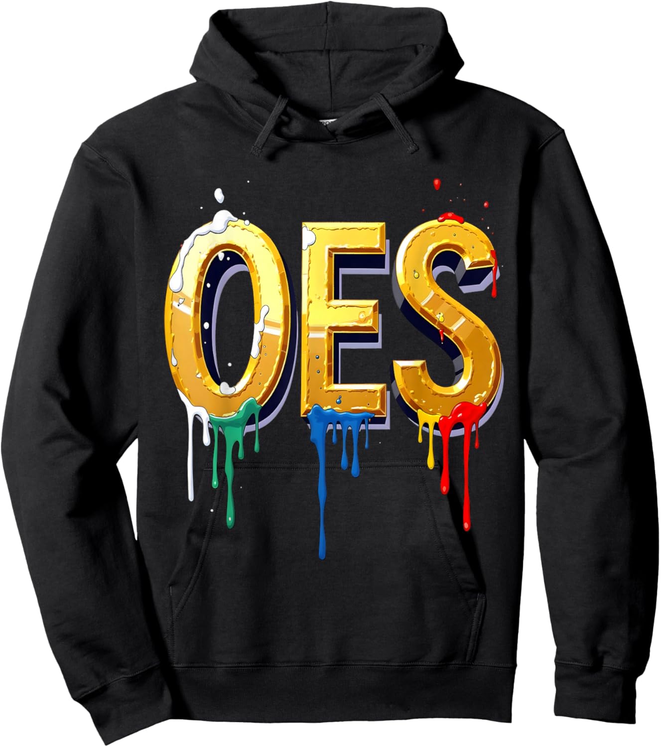 OES 3D Golden Word Colors Dripping Order of the Eastern Star Hoodie - Hoodie | Black