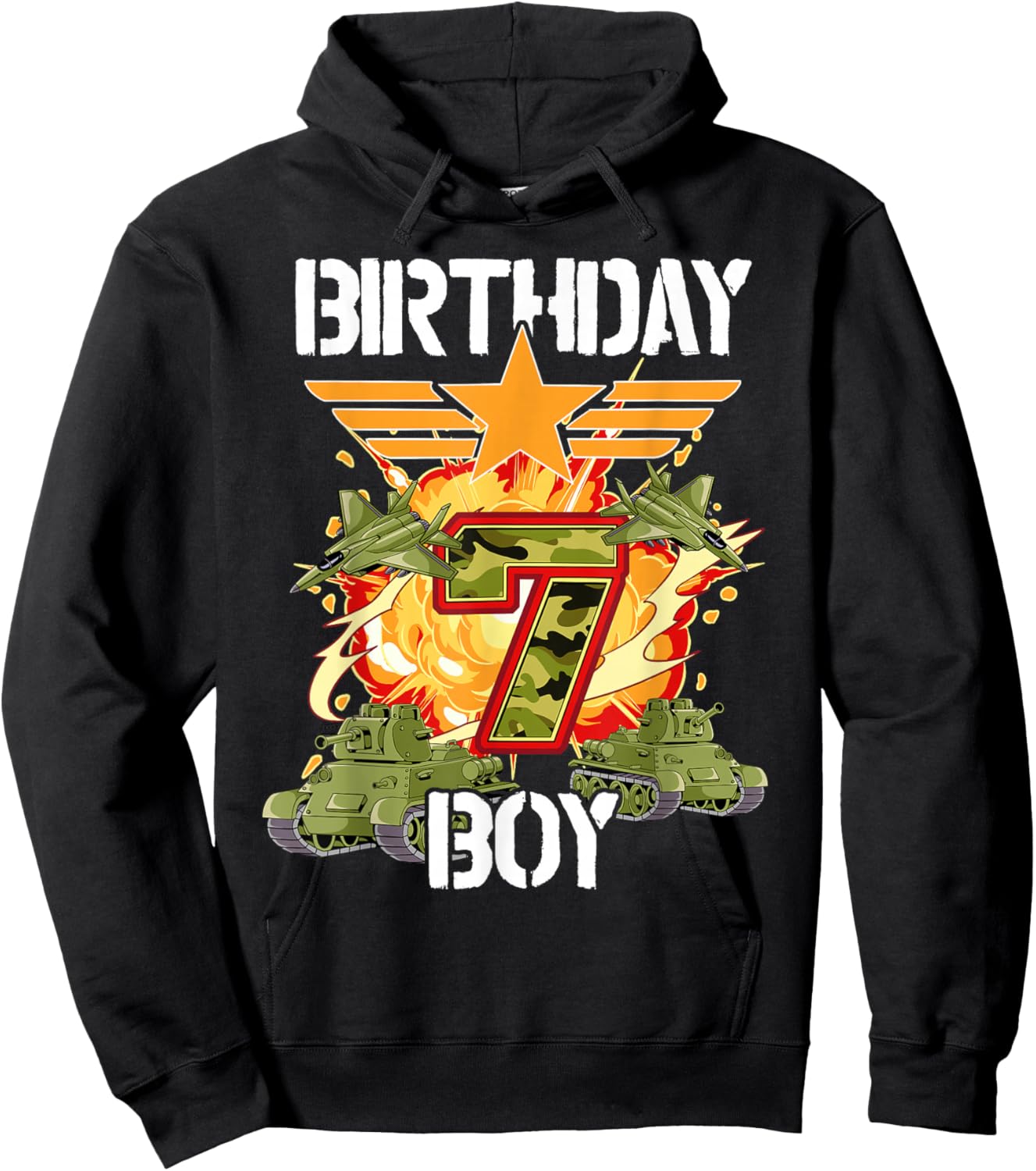 7th Birthday Army Hoodie - Hoodie | Black