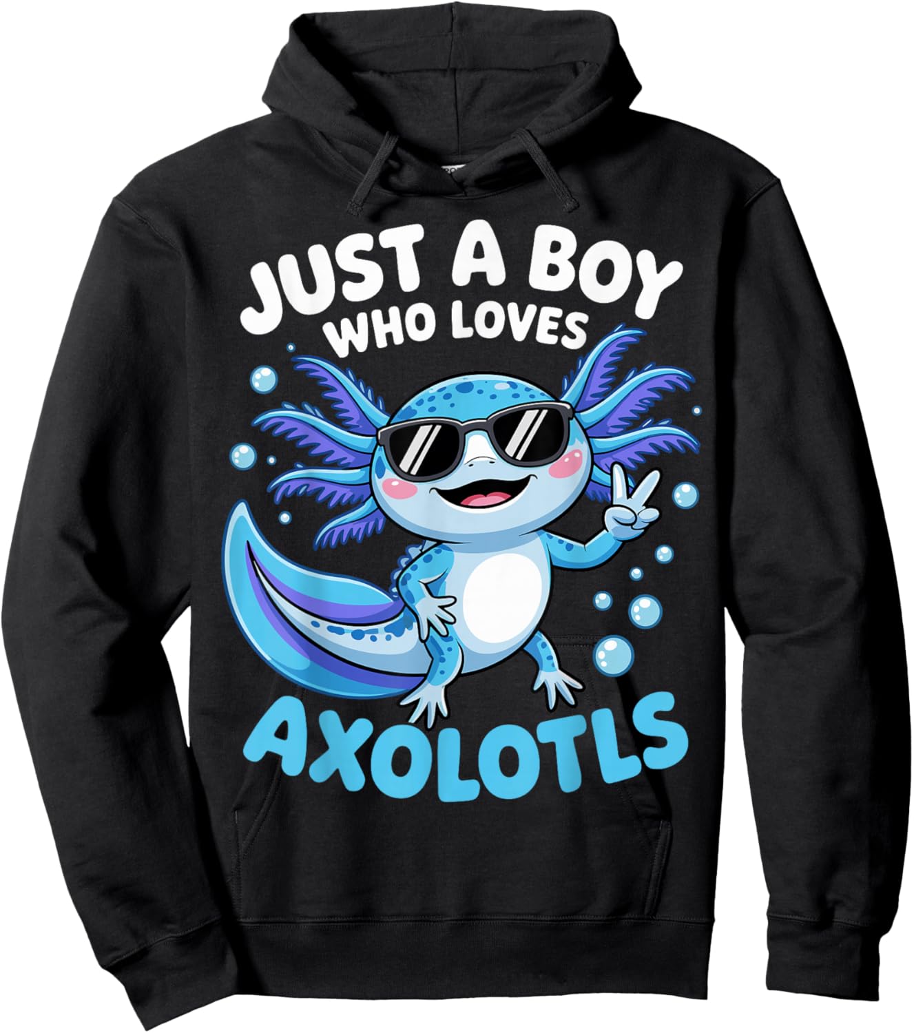 Just A Boy Who Loves Axolotls Cute Axolotl Kids Boys Hoodie - Hoodie | Black