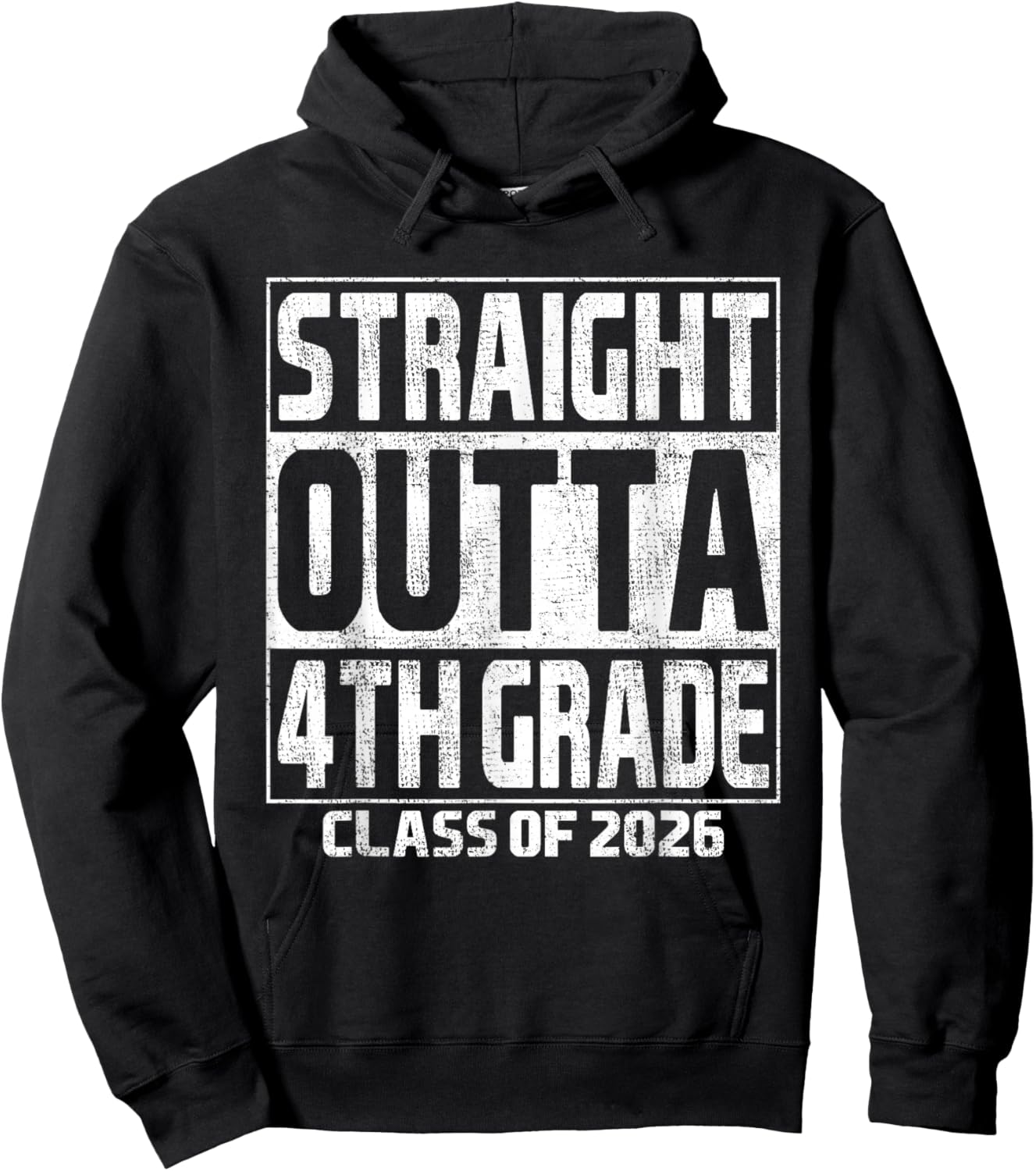 Straight Outta 4th Grade Graduation Class 2026 Fourth Grade Hoodie - Hoodie | Black