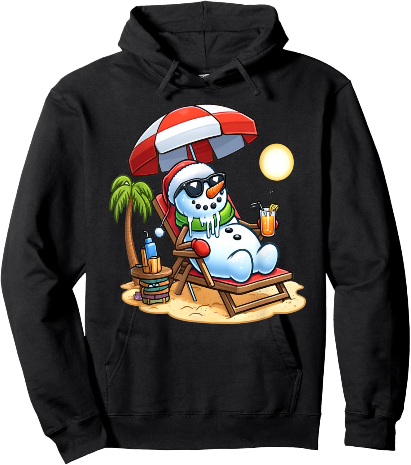 Christmas in July Funny Snowman Summer Fun Beach Holiday Hoodie - Hoodie | Black