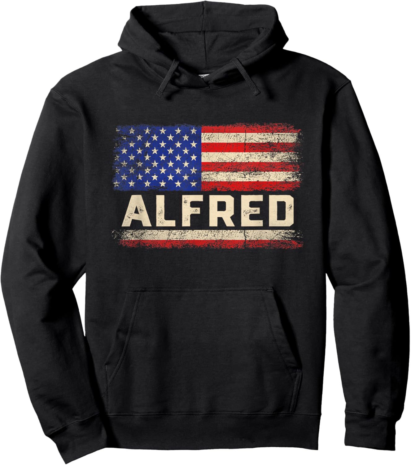 Alfred First Name Shirt Alfred Name American Flag Hoodie - Hoodie | Black