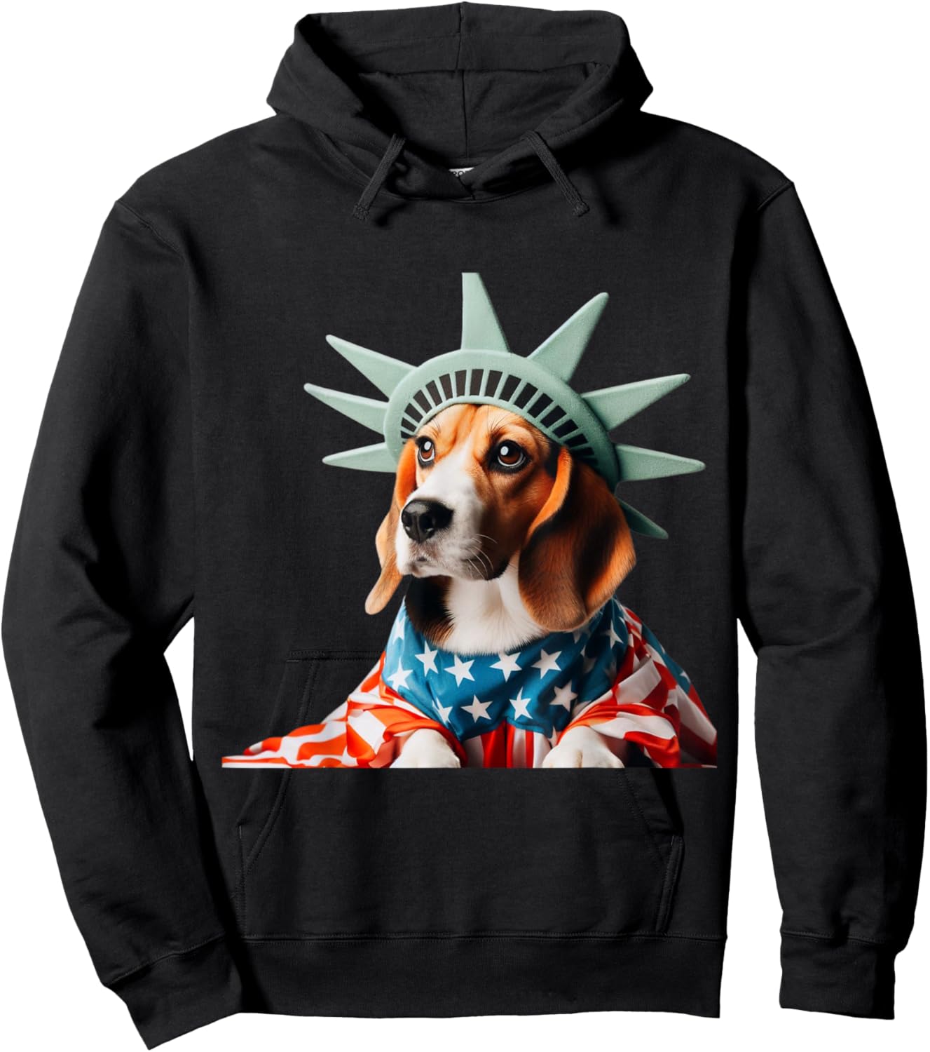Beagle Patriotic Statue Of Liberty 4th of July USA American Kids Men Hoodie - Hoodie | Black