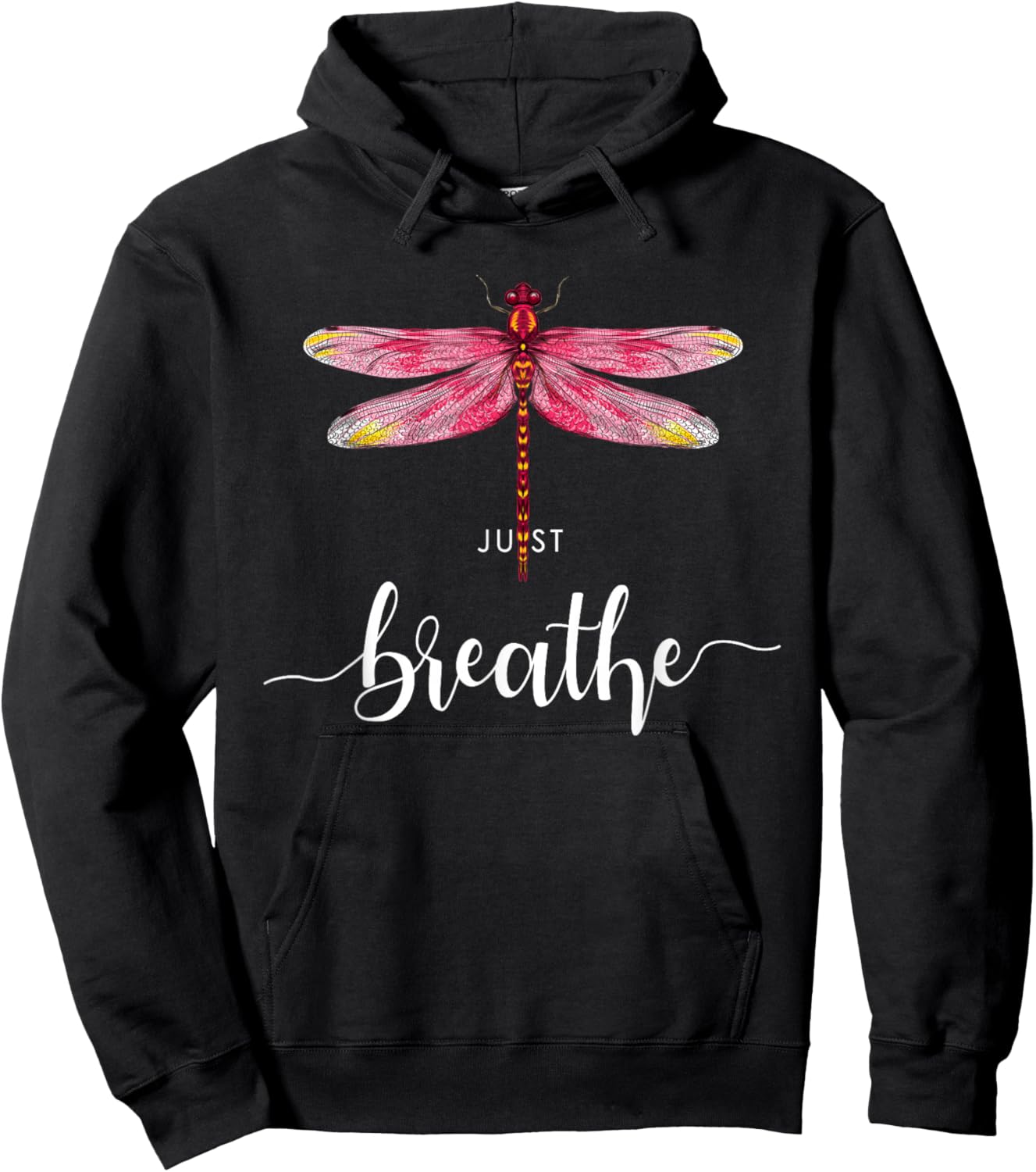 Just Dragonfly Motif Summer Breathe Inspiration Saying Hoodie - Hoodie | Black