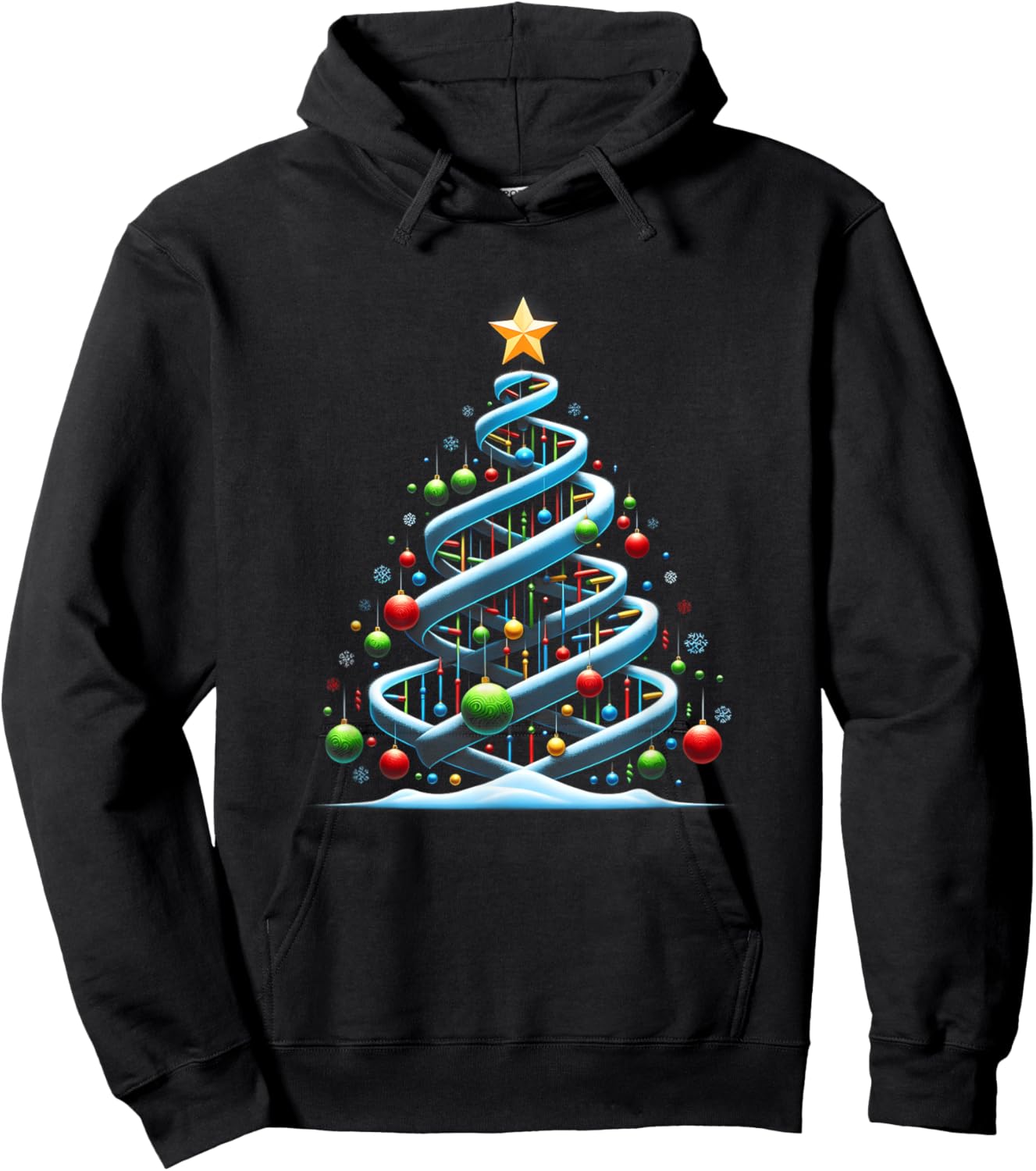 DNA Helix Christmas Tree Scientist Biology Science Teacher Hoodie - Hoodie | Black