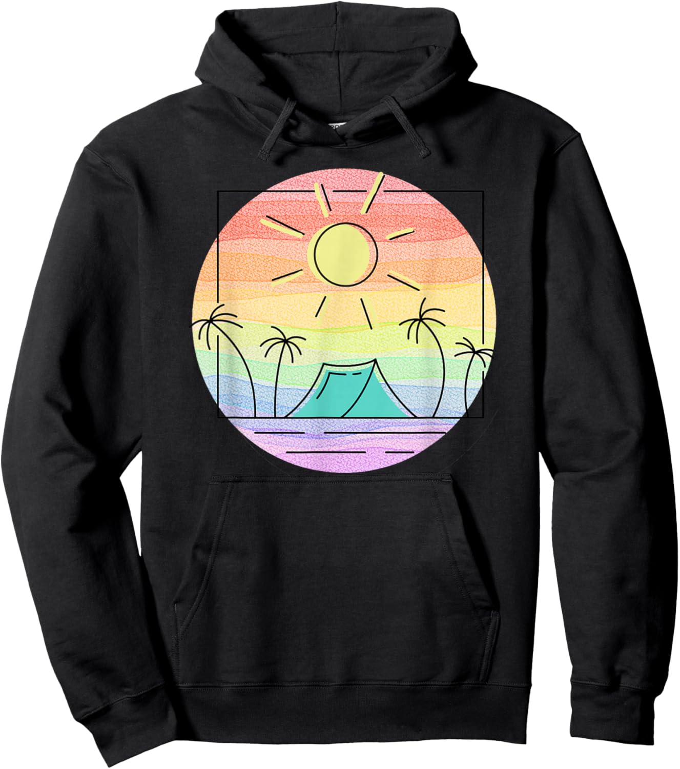 Rainbow Paradise Island Camping Getaway Graphic for campers Hoodie - Hoodie | Black
