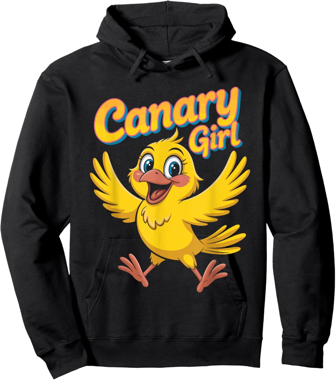 Canary Girl Cartoon Yellow Bird Themed Retro Style Hoodie - Hoodie | Black