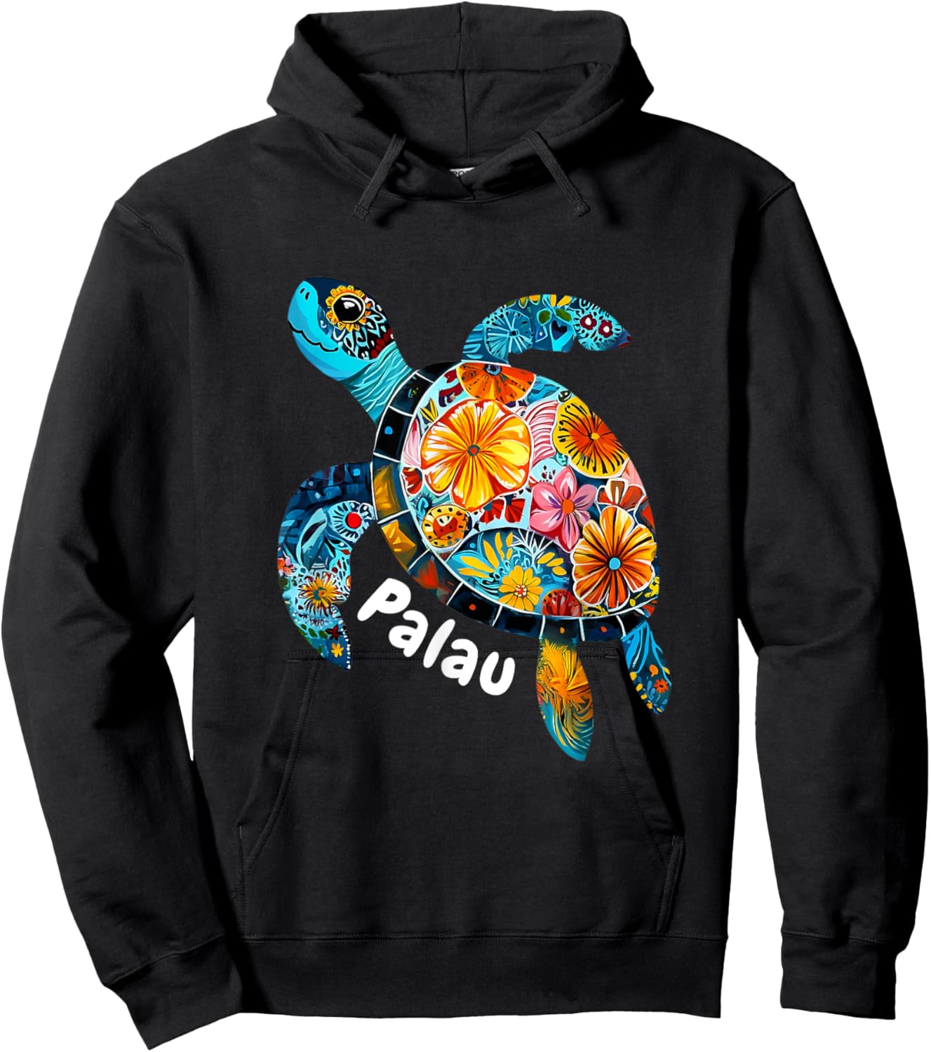 Palau Souvenir Store Palau - -Adults, -Kids - Black - Small - Short Sleeve - - Modern - Cartoon - People - Swimming - Theme Hoodie - Hoodie | Black