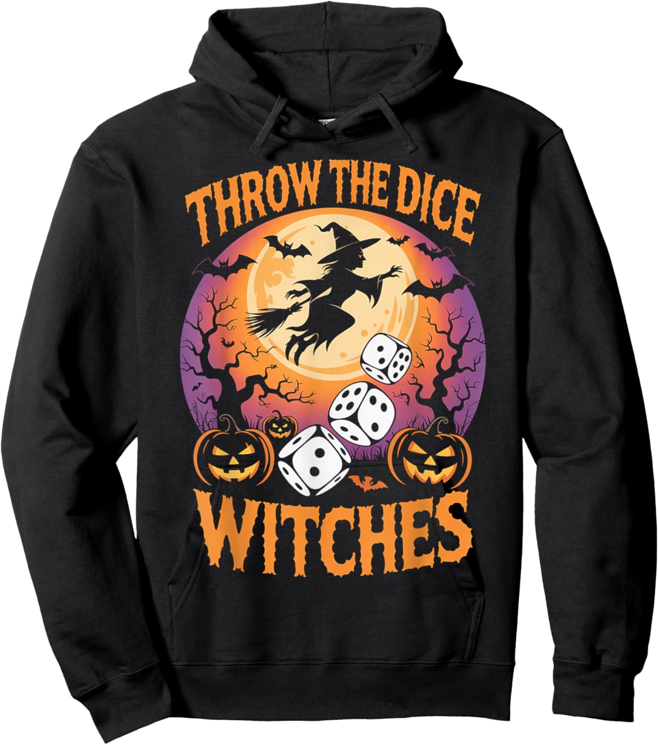 Throw The Dice Witches Funny Halloween Spooky Witch Game Hoodie - Hoodie | Black