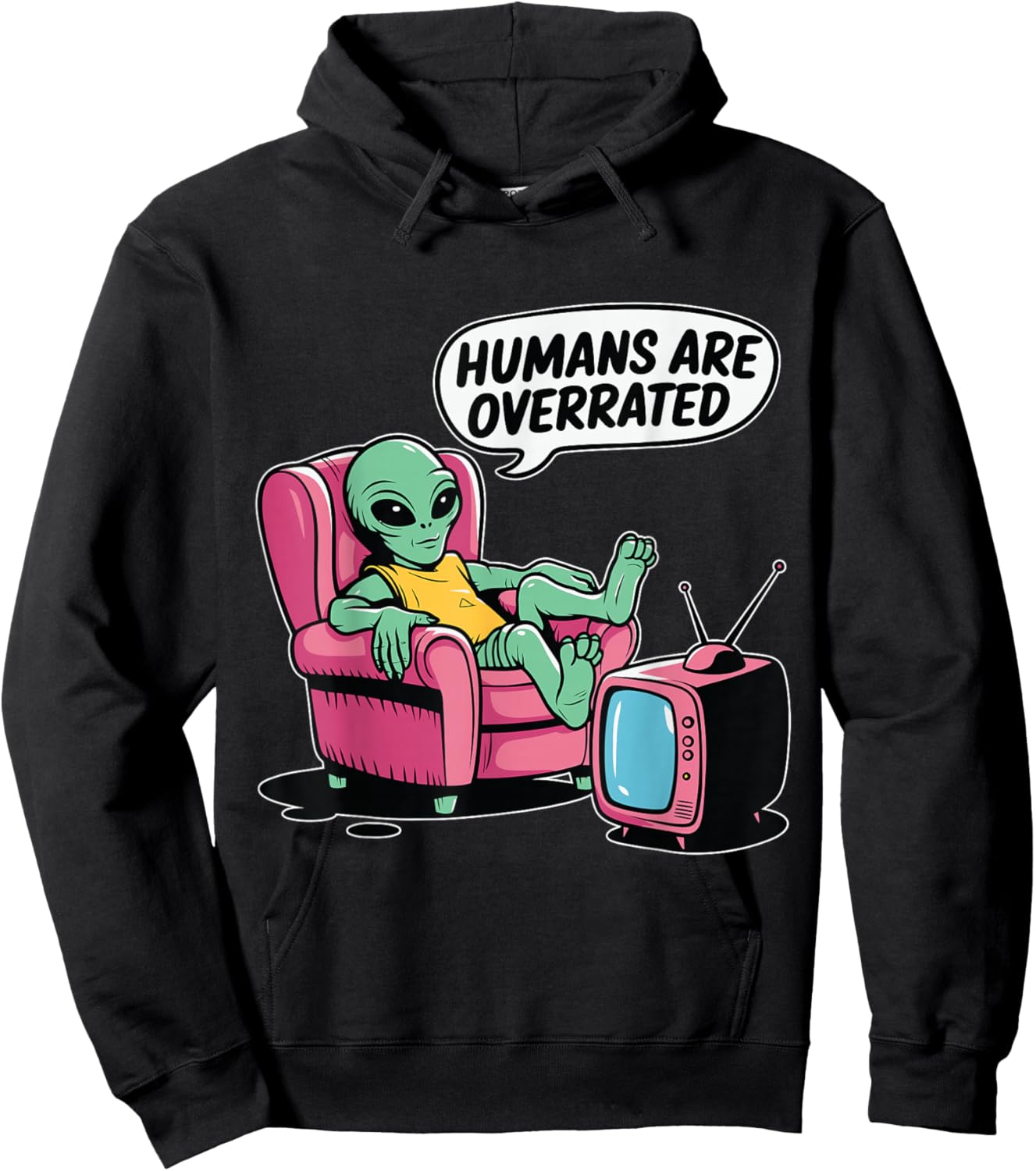 Humans are Overrated Funny Alien Hoodie - Hoodie | Black