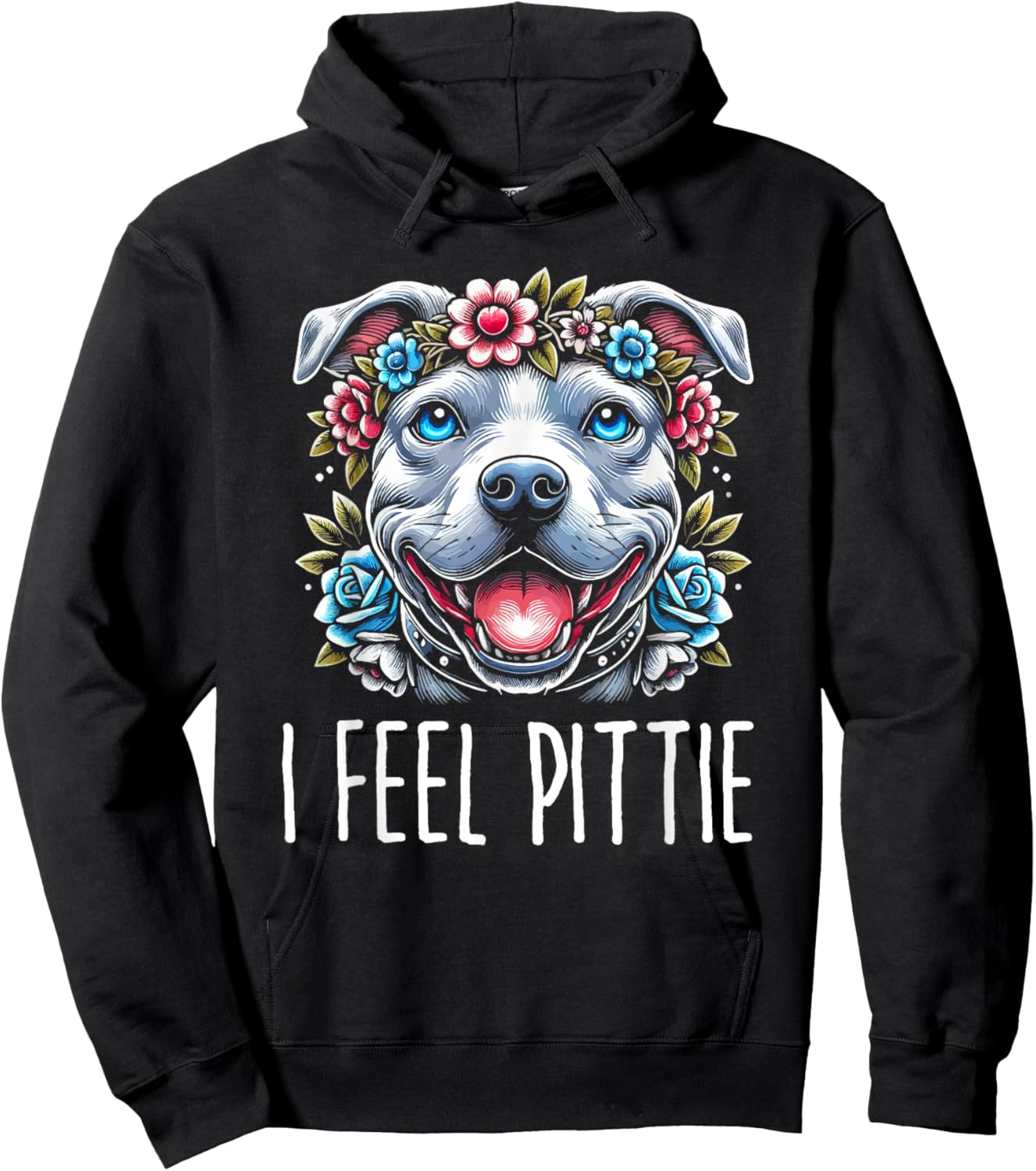 I Feel Pittie Floral Pitbull Dog Art Hoodie - Hoodie | Black