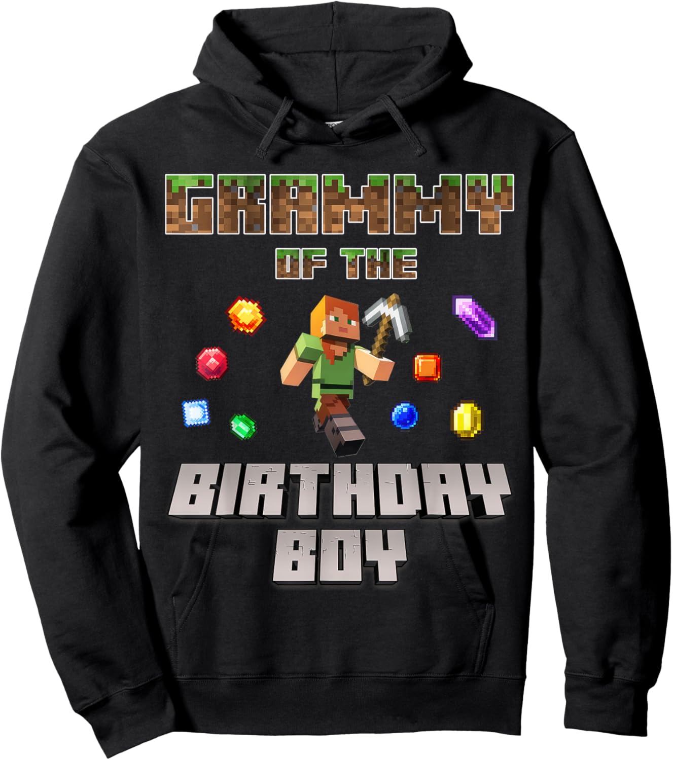 Grammy Of The Birthday Boy Video Gamer Pixel Number Hoodie - Hoodie | Black