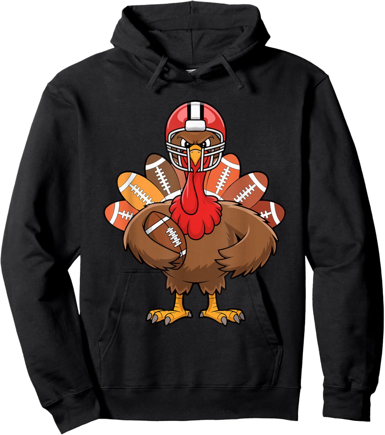Thanksgiving Football Cool Football Turkey Kids Boys Hoodie - Hoodie | Black