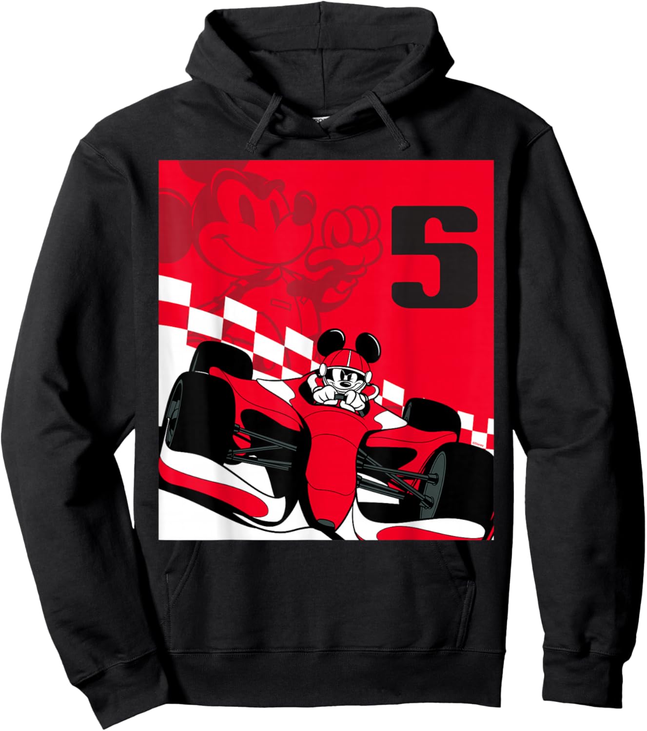 Disney Racing 5th Birthday 5 Years Old Mickey Mouse Race Car Hoodie - Hoodie | Black