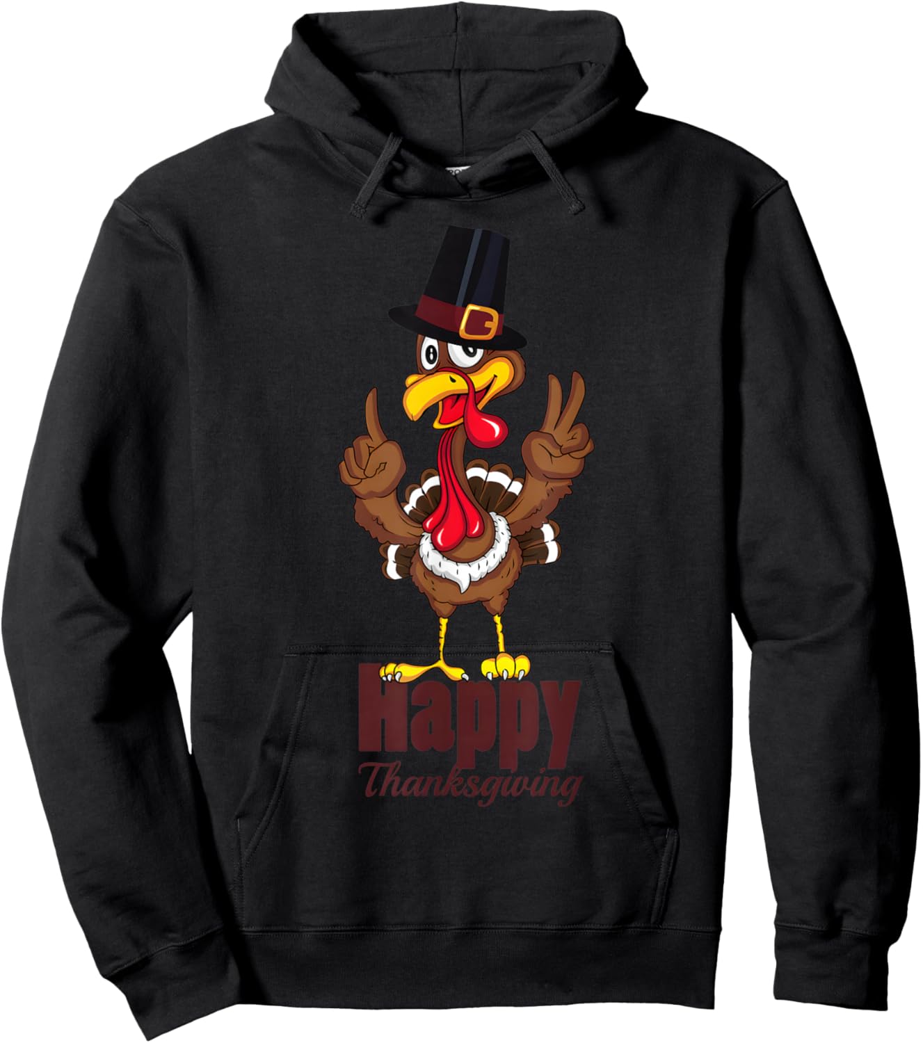 Happy Thanksgiving Funny Turkey Family Men Women Graphic Hoodie - Hoodie | Black