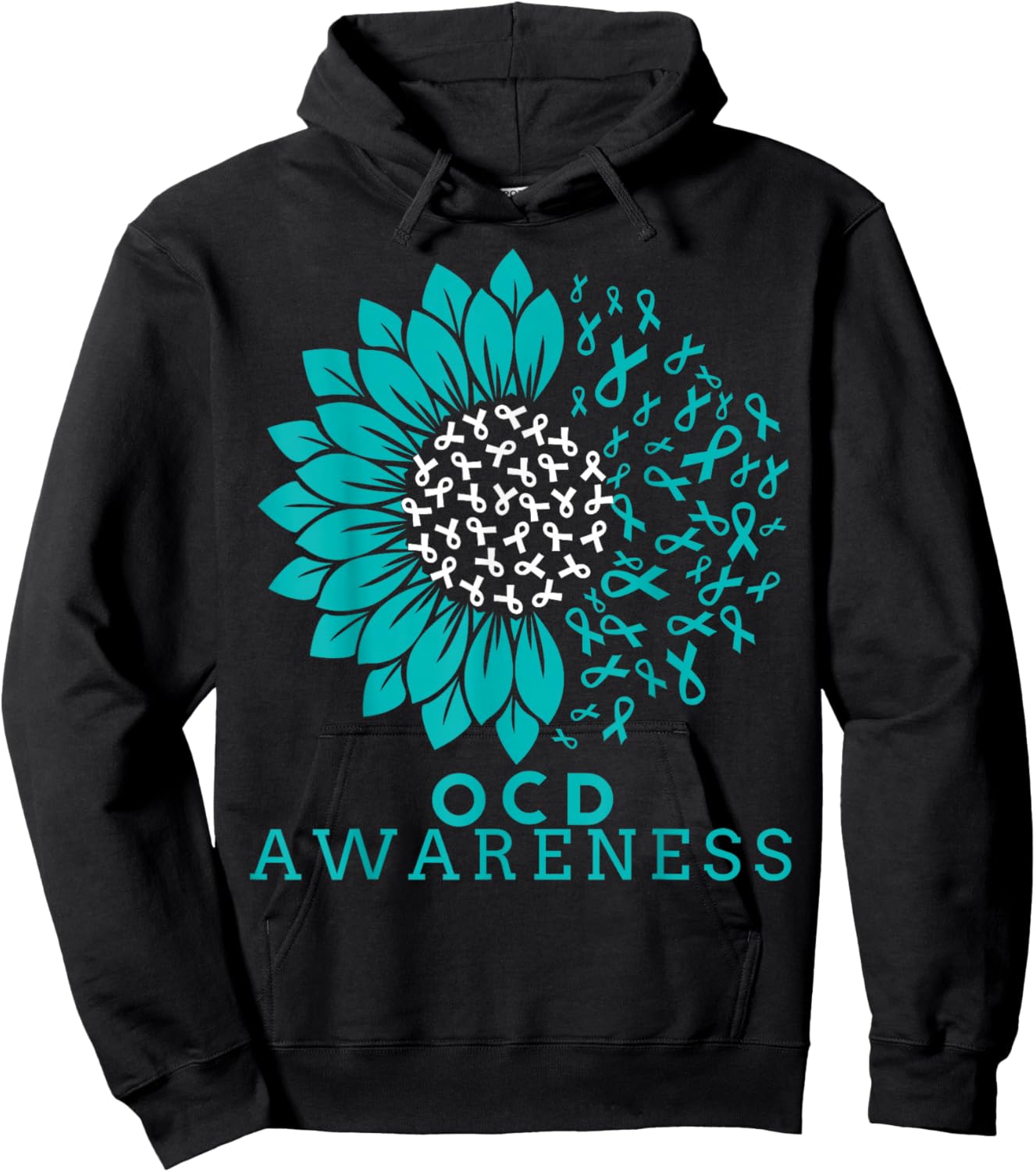 OCD Awareness Sunflower Ribbon Obsessive Compulsive Disorder Hoodie - Hoodie | Black