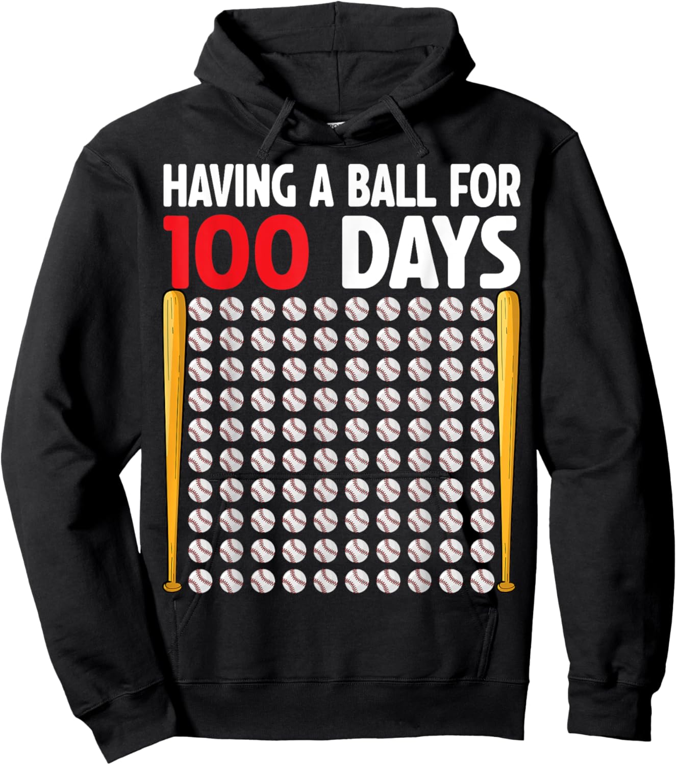 100 Days Of School Baseball Boys Kids 100th Day of School Hoodie - Hoodie | Black