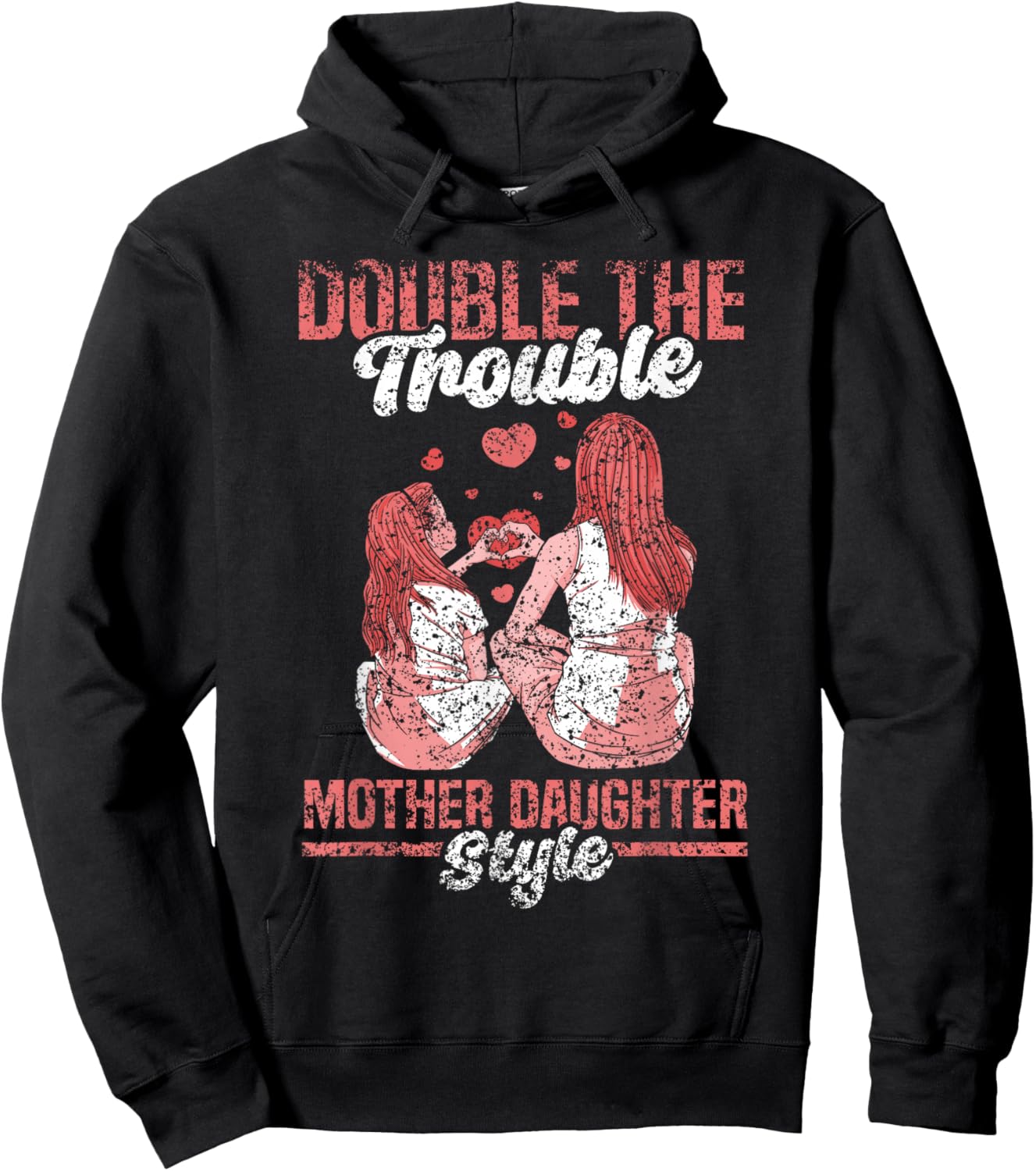 Double The Trouble Mother-Daughter Style Mother Daughter Mom Hoodie - Hoodie | Black