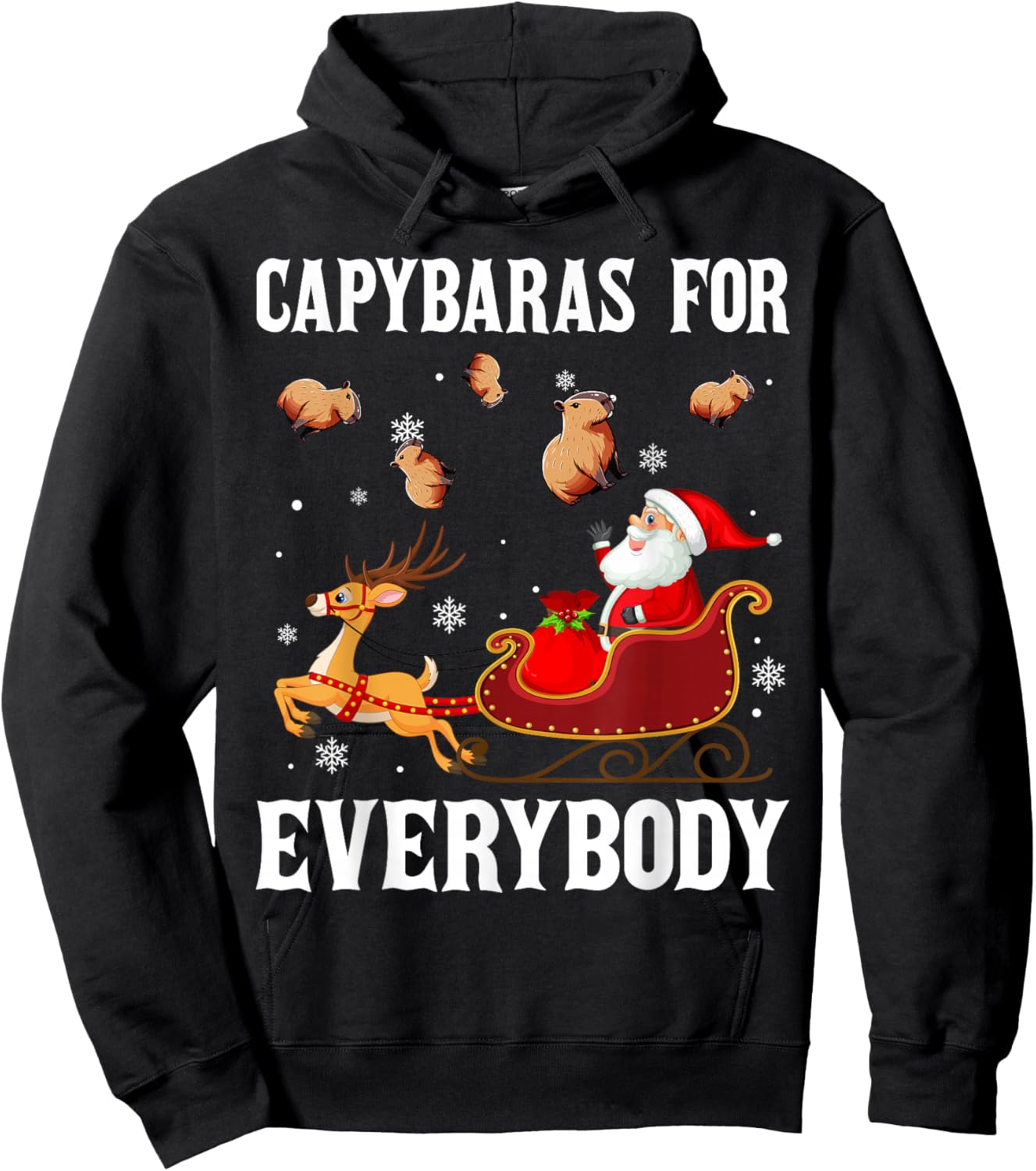 Capybaras For Everybody Christmas Santa Claus Capybara Xmas Hoodie - Hoodie | Black