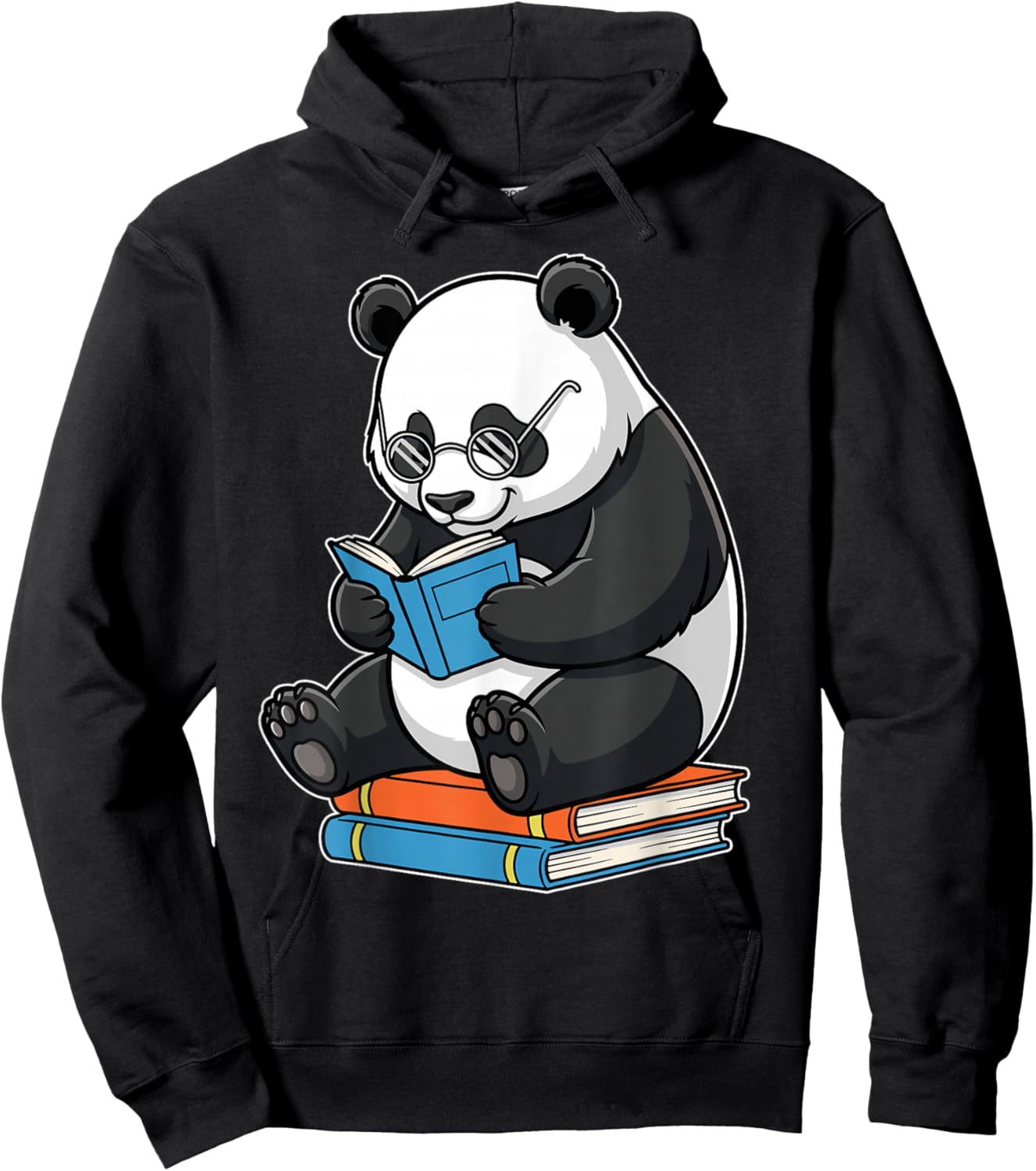 Funny Panda with Glasses Reading Book Librarian Panda Hoodie - Hoodie | Black