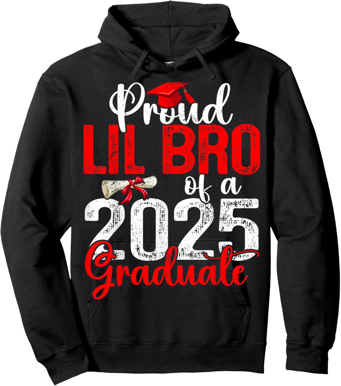 Proud Lil Bro Of A Class Of 2025 Graduate Senior Graduation Hoodie - Hoodie | Black