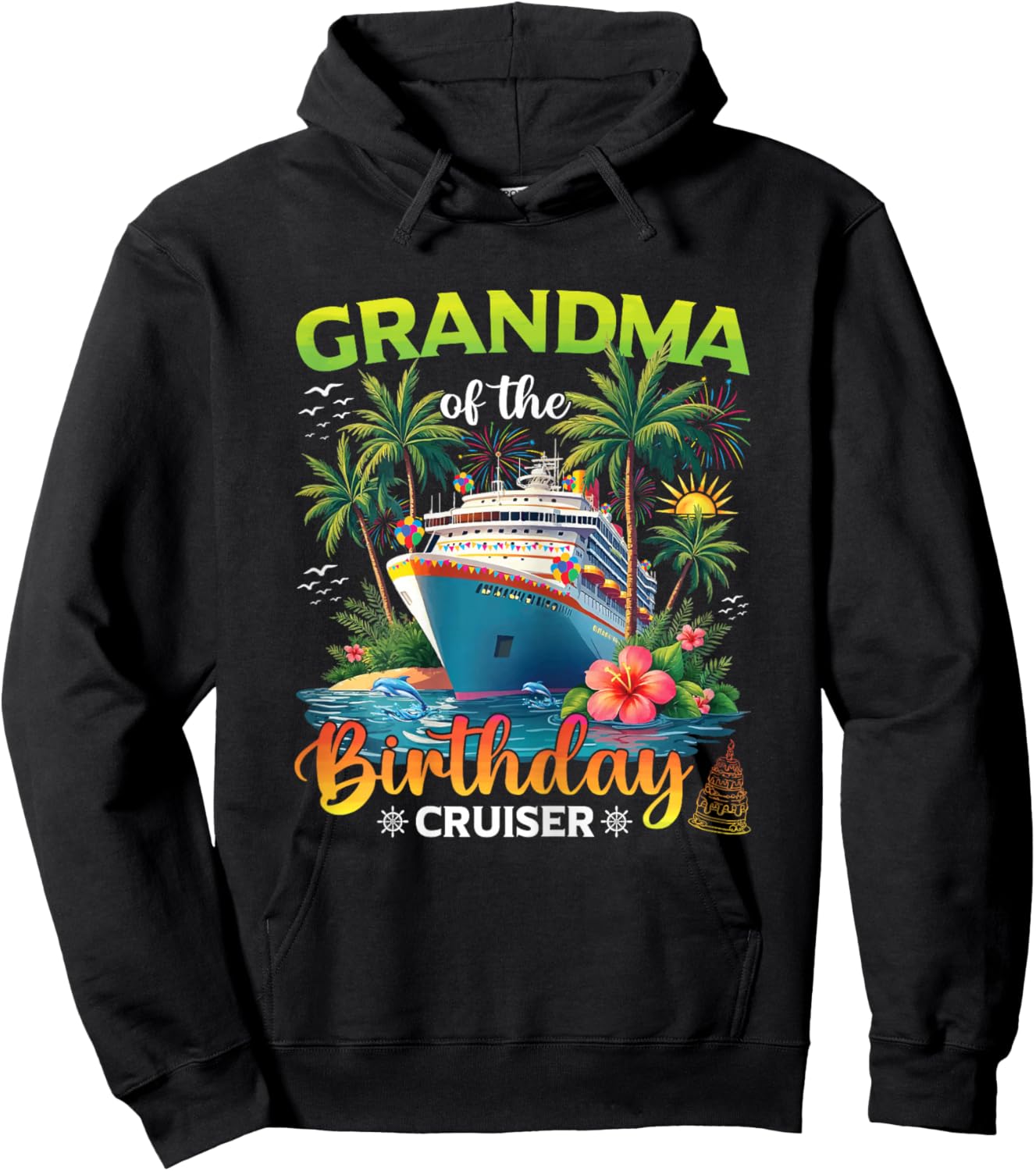 Family Matching Grandma of The Birthday Cruiser Hoodie - Hoodie | Black