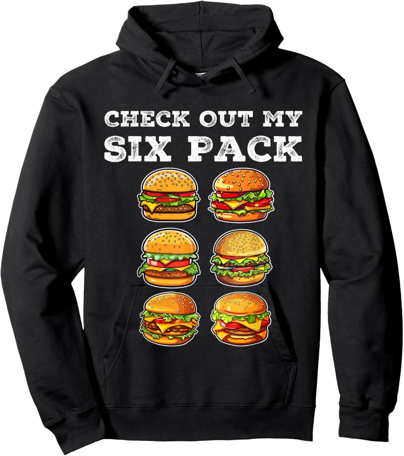 Check Out My Six Pack Burger Funny Cheeseburger Hoodie - Hoodie | Black