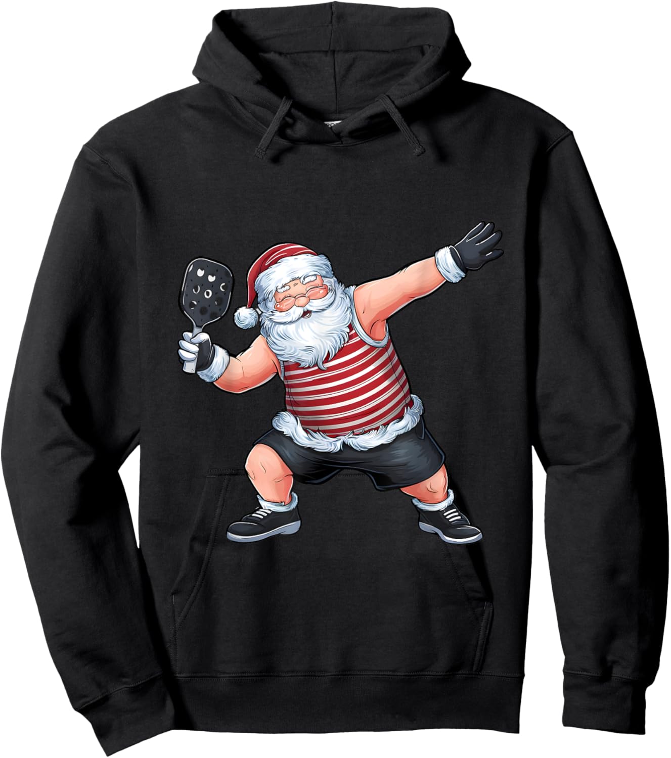 Funny Santa Clause Playing Pickleball Christmas Father's Day Hoodie - Hoodie | Black