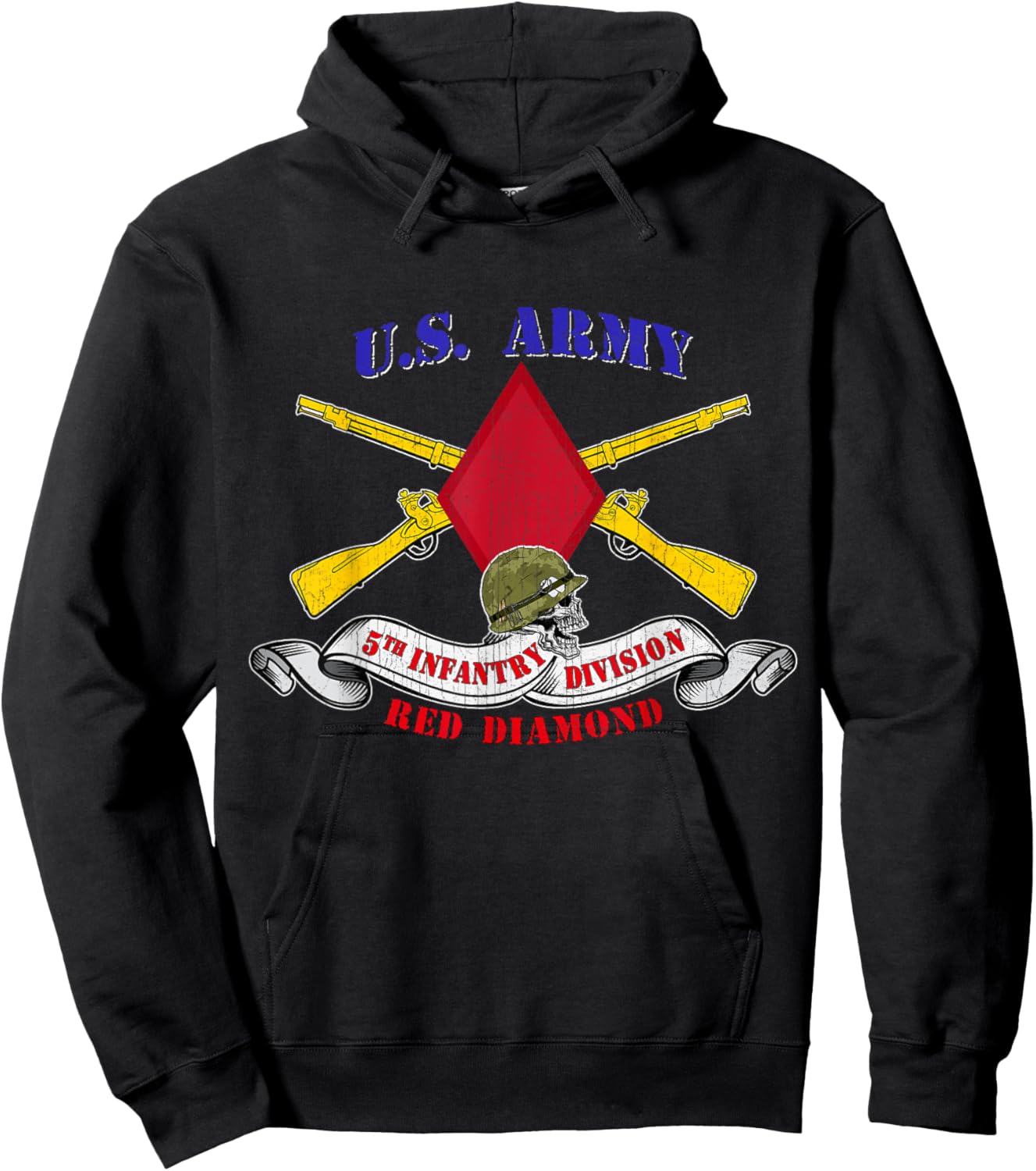 5th Infantry Division 5th ID Red Diamond Veteran Gifts Hoodie - Hoodie | Black