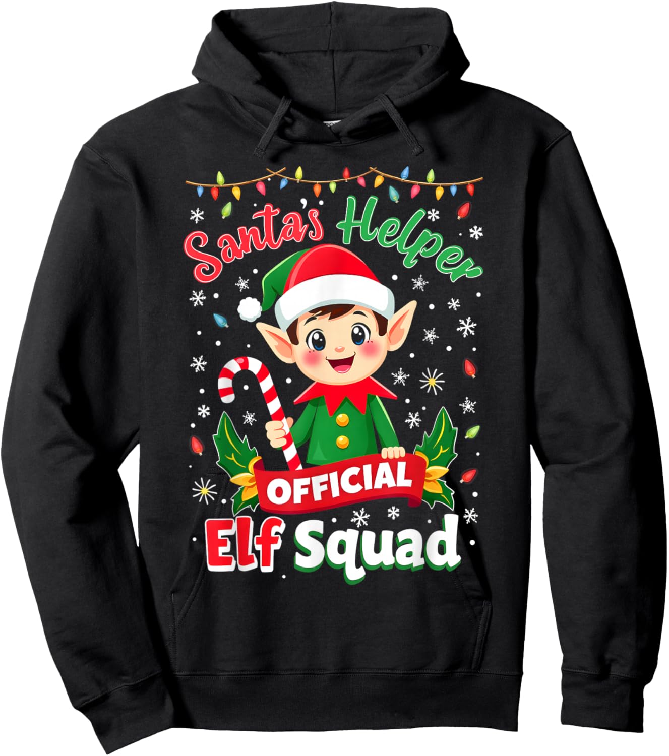 Elf Squad Santa's Holiday Helper Cute Elves Family Group Hoodie - Hoodie | Black