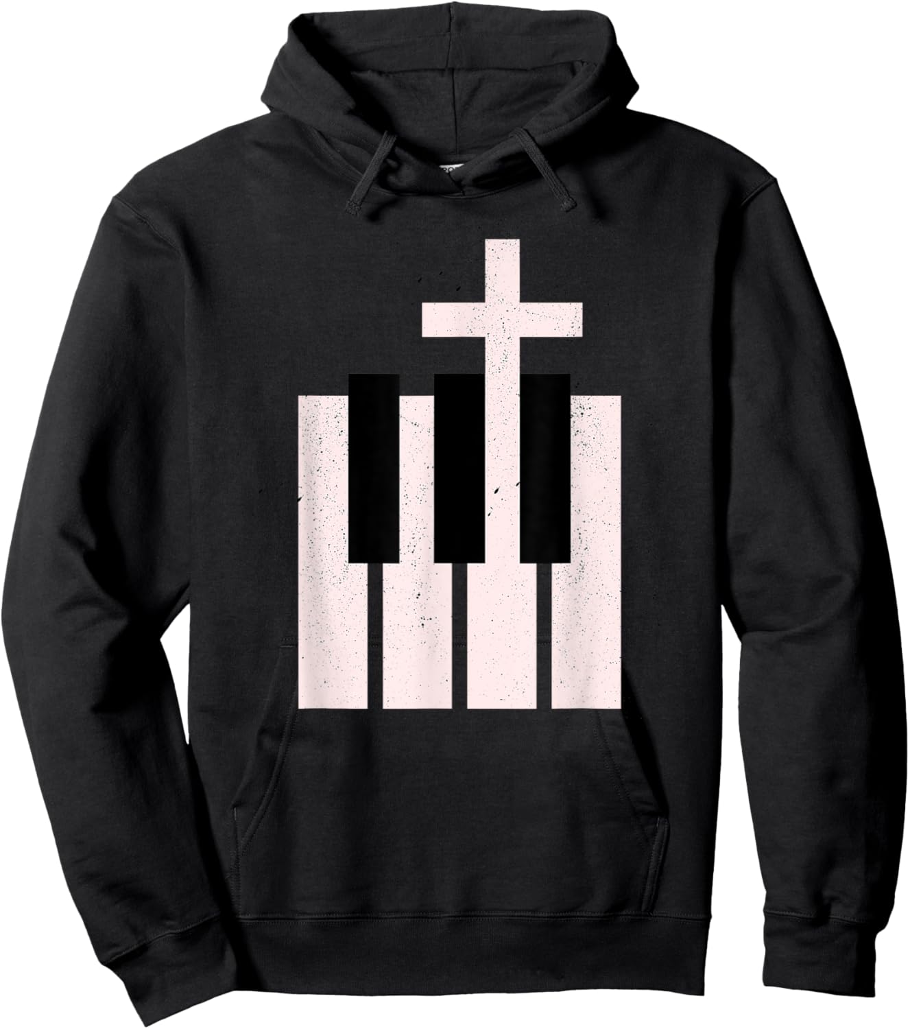 Worship Music Praise Band Christian Cross Piano Hoodie - Hoodie | Black