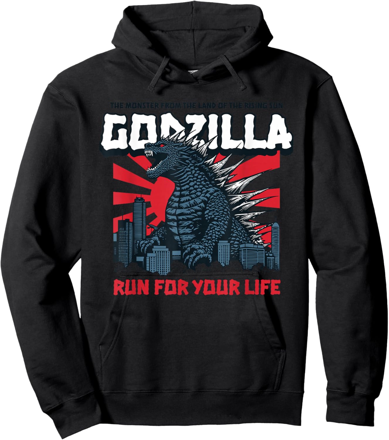 Monster Godzilla Run for Your Life Hoodie - Hoodie | Black