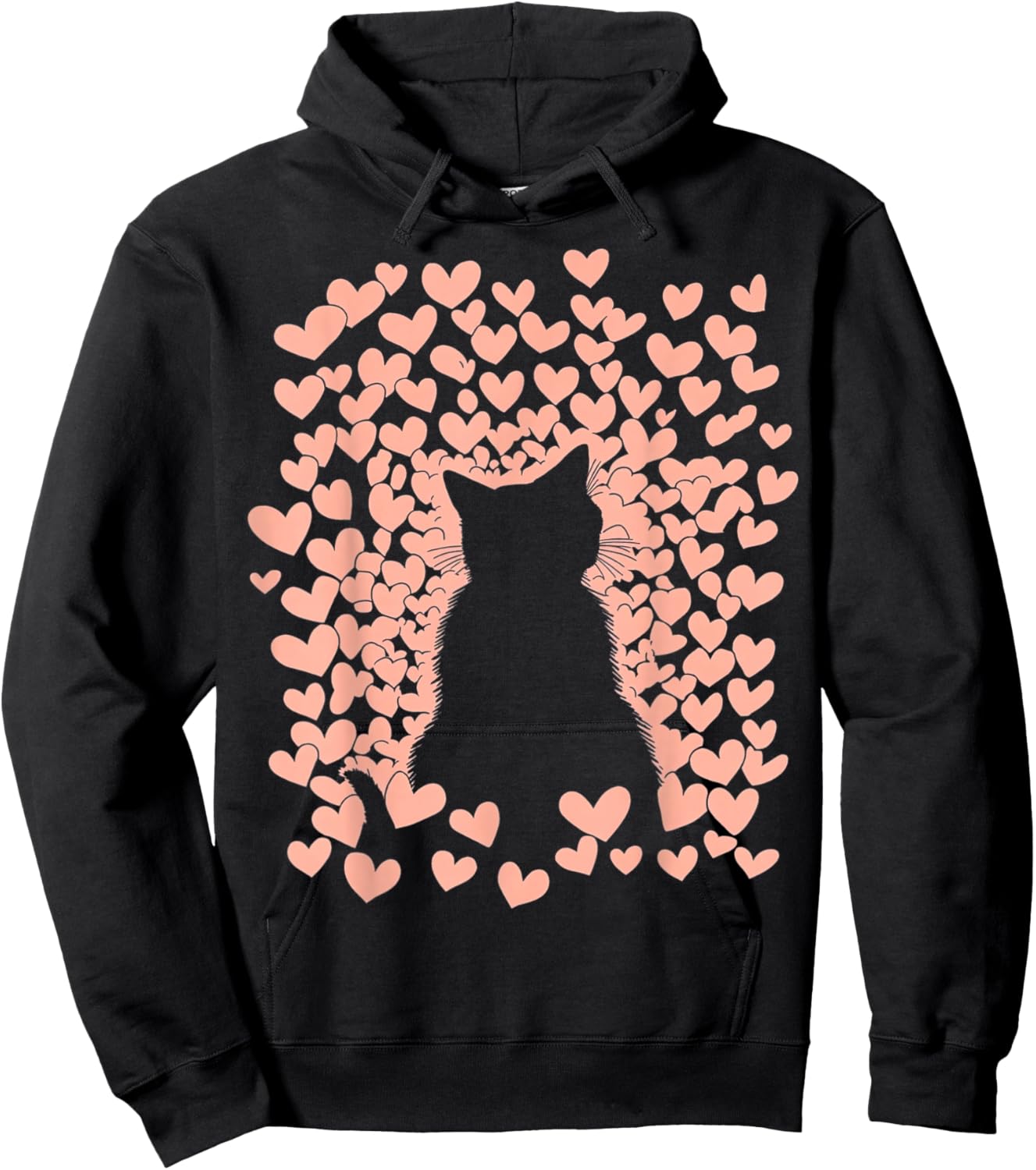 Valentines Day Design With A Cat On It Vintage Cat Valentine Hoodie - Hoodie | Black