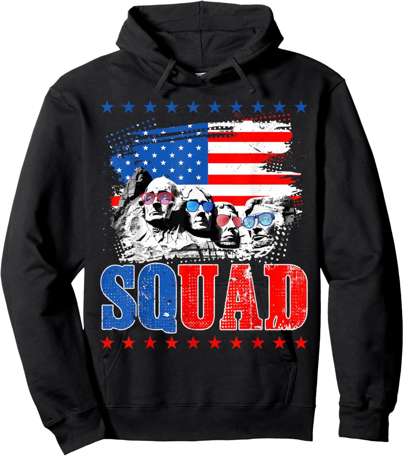 Retro Mount Rushmore 4th Of July Squad USA Independence Day Hoodie - Hoodie | Black