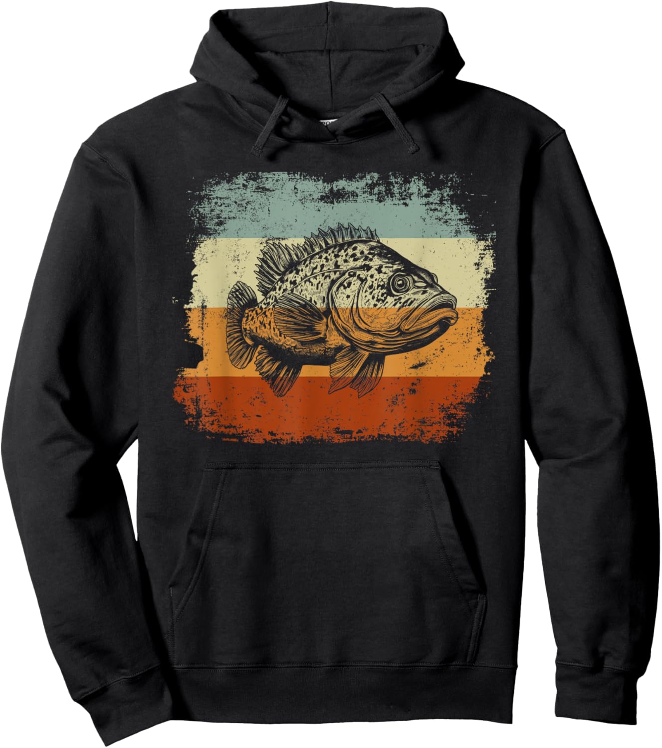 Retro Style Grouper Fish Hoodie - Hoodie | Black